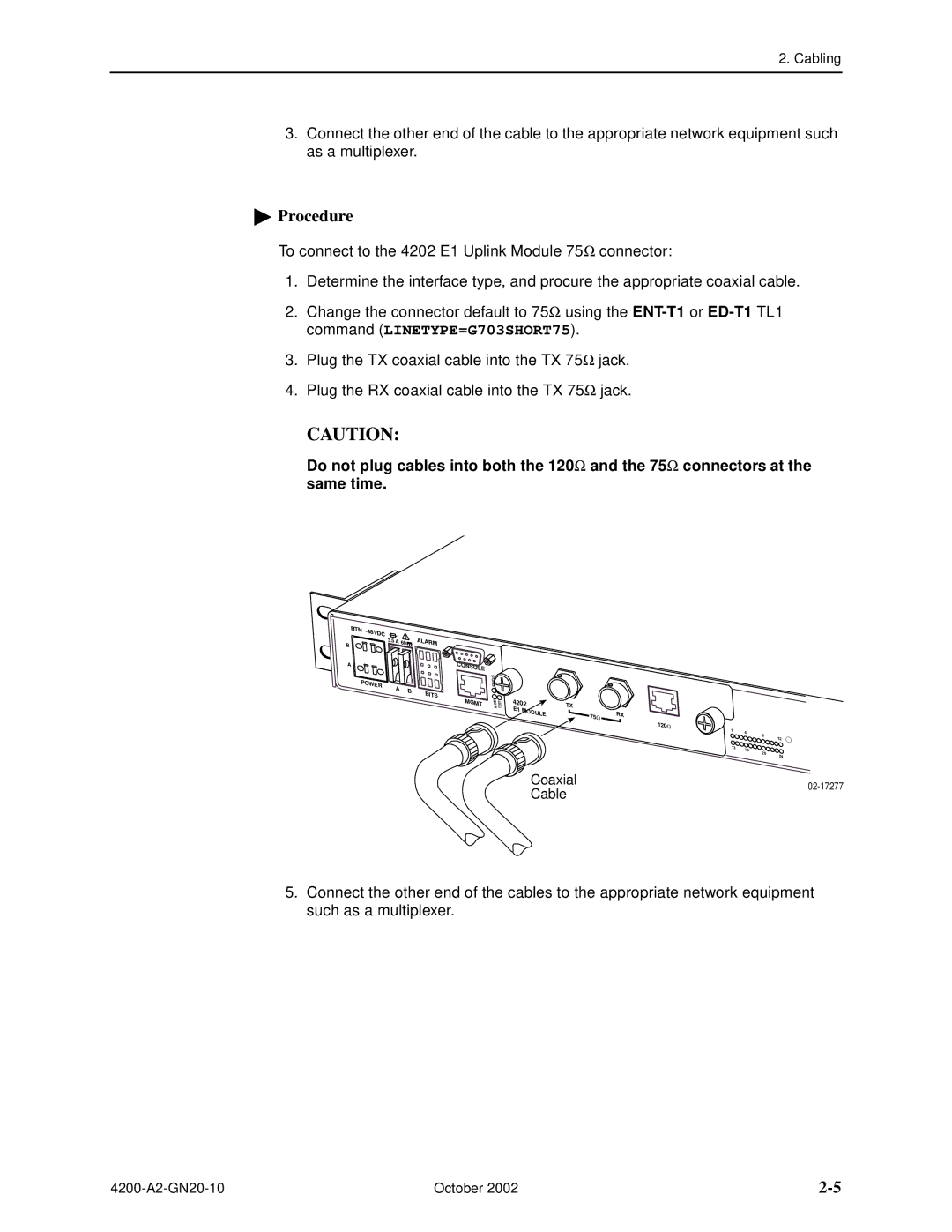 Paradyne GranDSLAM 4200 manual Coaxial 