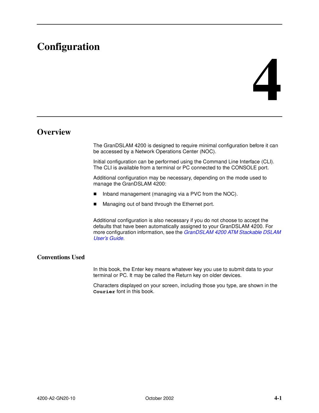 Paradyne GranDSLAM 4200 manual Configuration, Conventions Used 