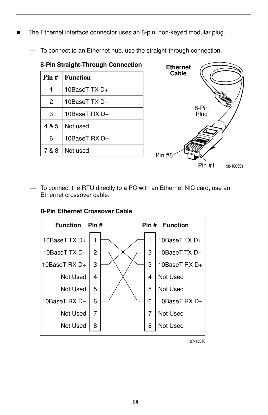 Paradyne Hotwire 5446 installation instructions Pin Straight-Through Connection, Ethernet Cable 