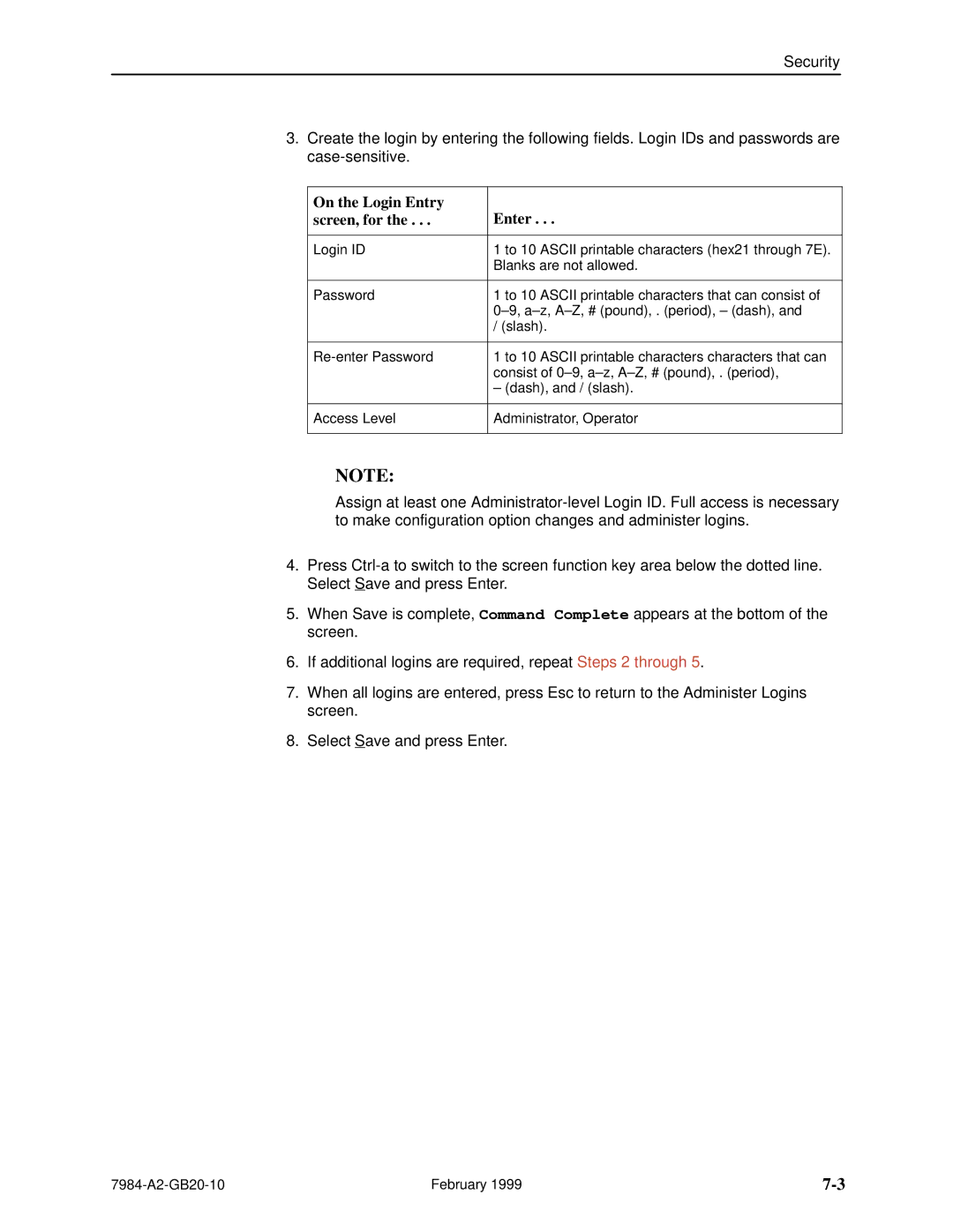 Paradyne Hotwire 7984 manual On the Login Entry screen, for Enter 