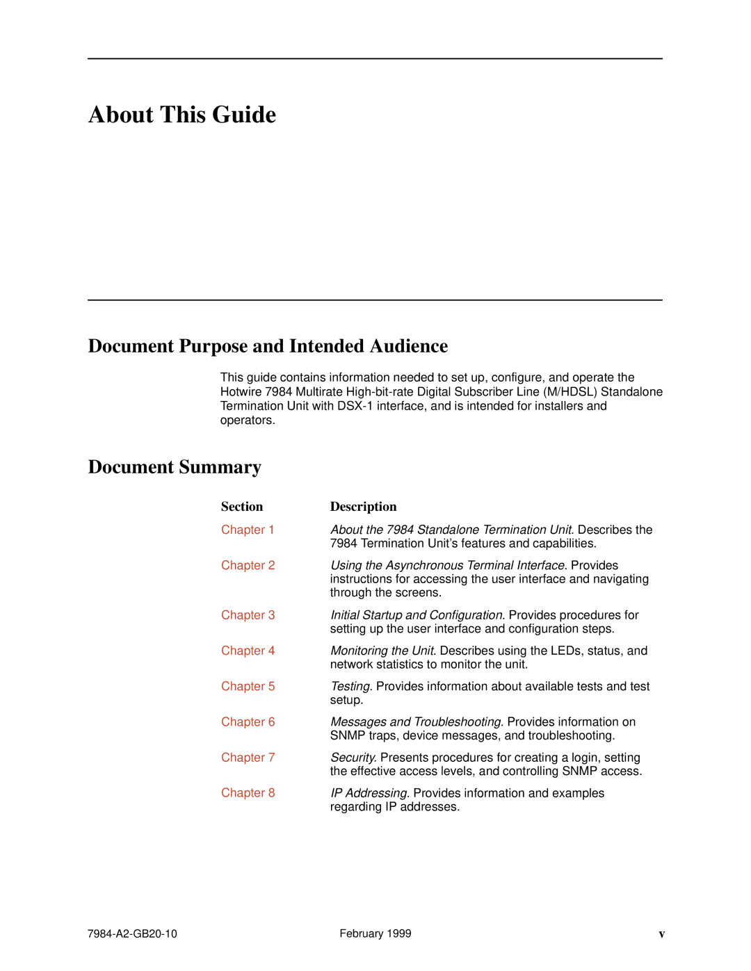 Paradyne Hotwire 7984 manual About This Guide, Document Purpose and Intended Audience, Document Summary 