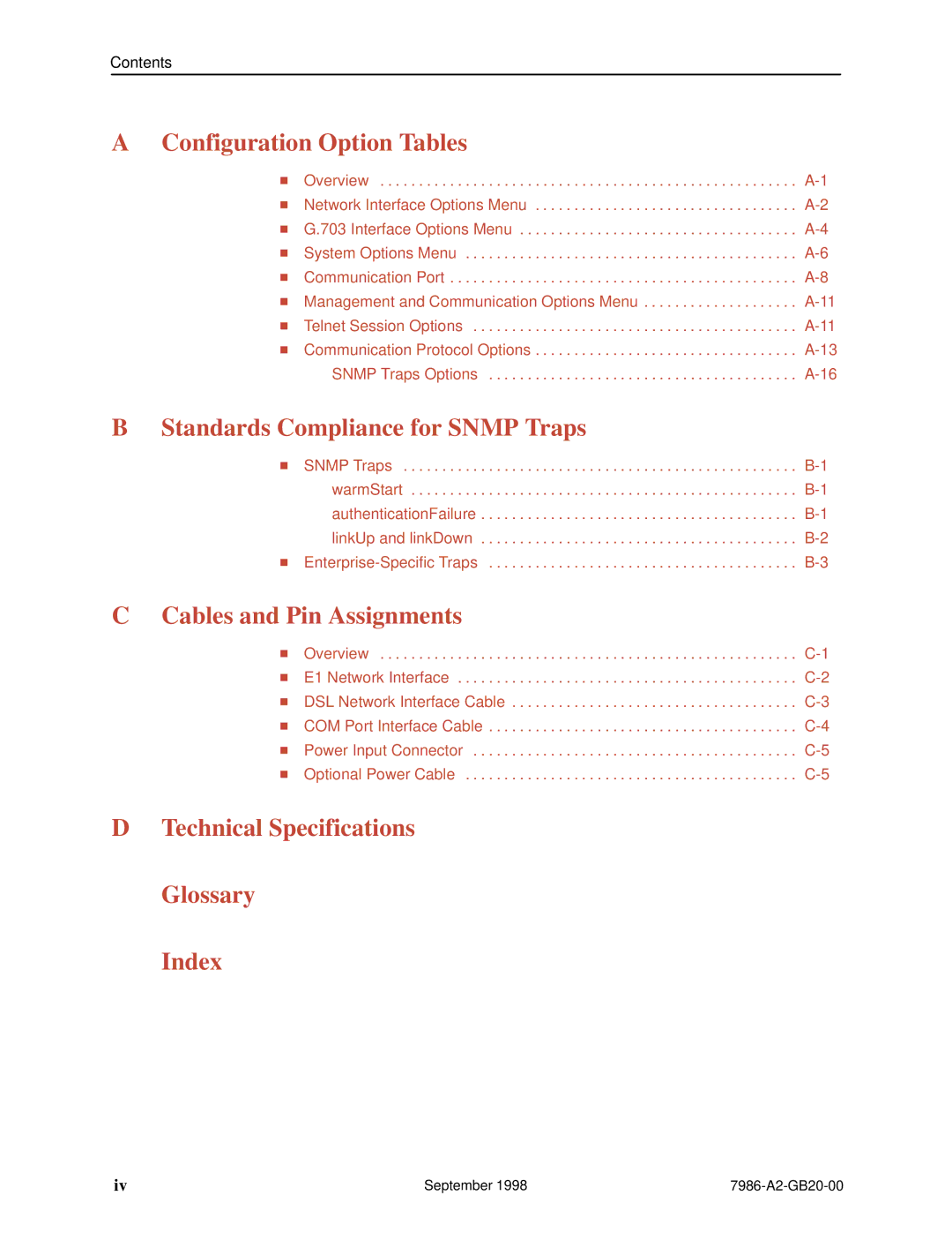 Paradyne HOTWIRE 7986 manual Standards Compliance for Snmp Traps 