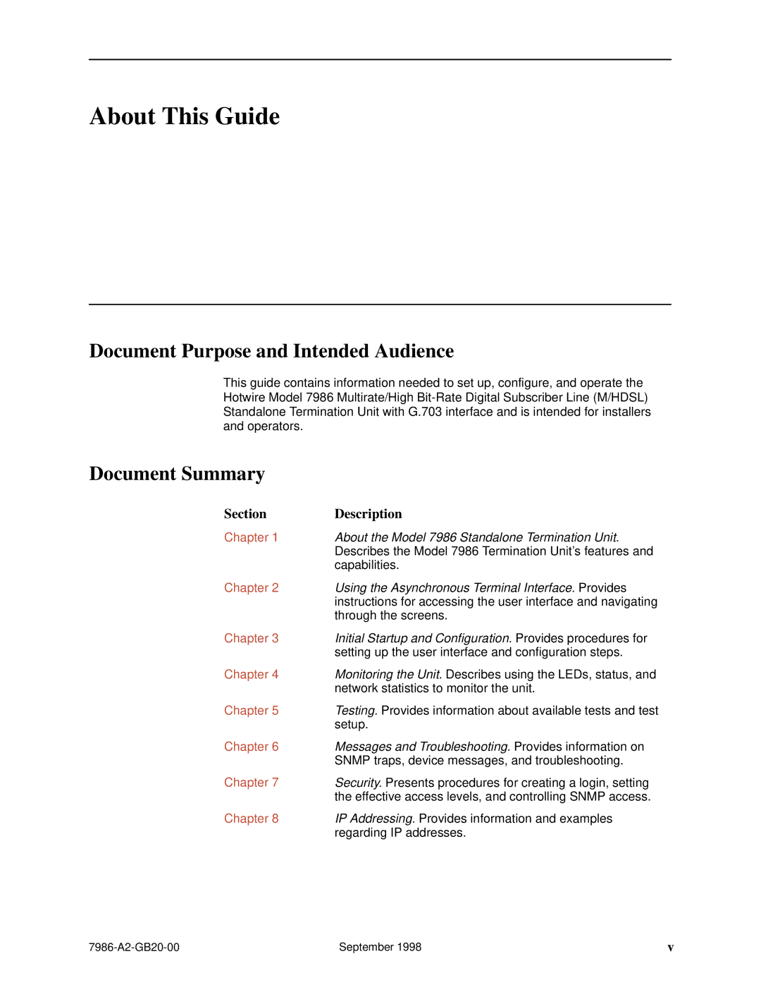 Paradyne HOTWIRE 7986 manual About This Guide, Document Purpose and Intended Audience, Document Summary 