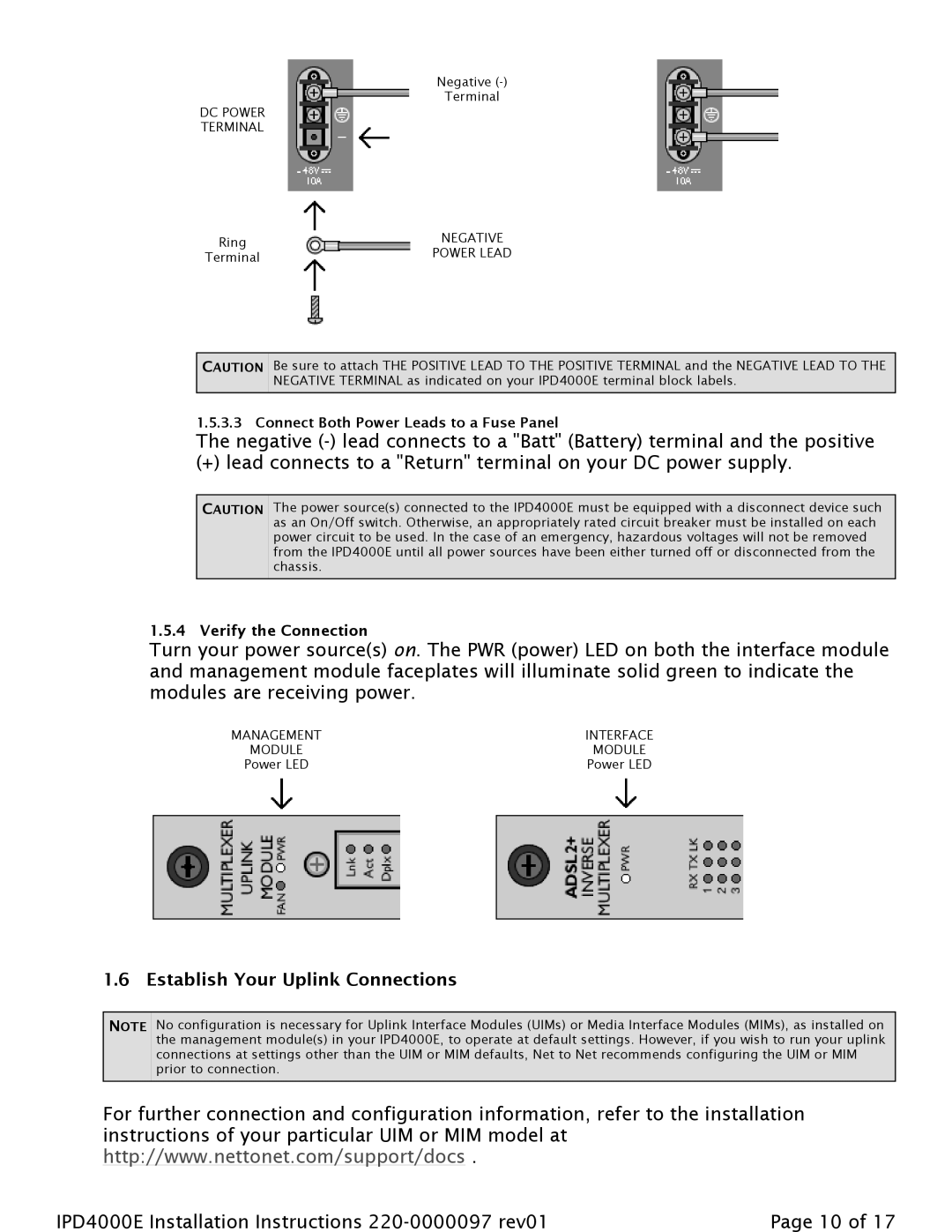 Paradyne IPD4000E installation instructions Establish Your Uplink Connections 