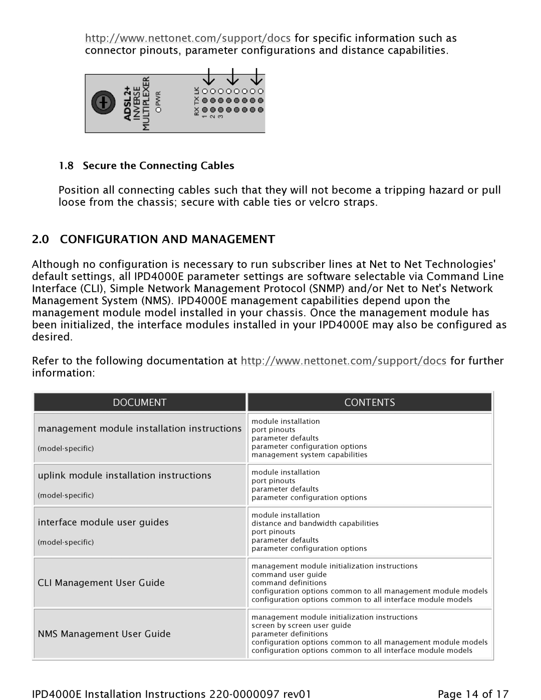 Paradyne IPD4000E installation instructions Document, Contents 