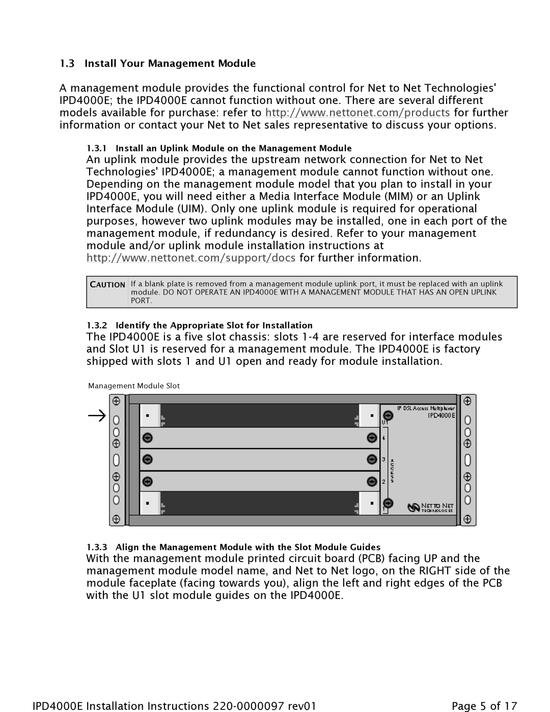 Paradyne IPD4000E installation instructions Install Your Management Module 