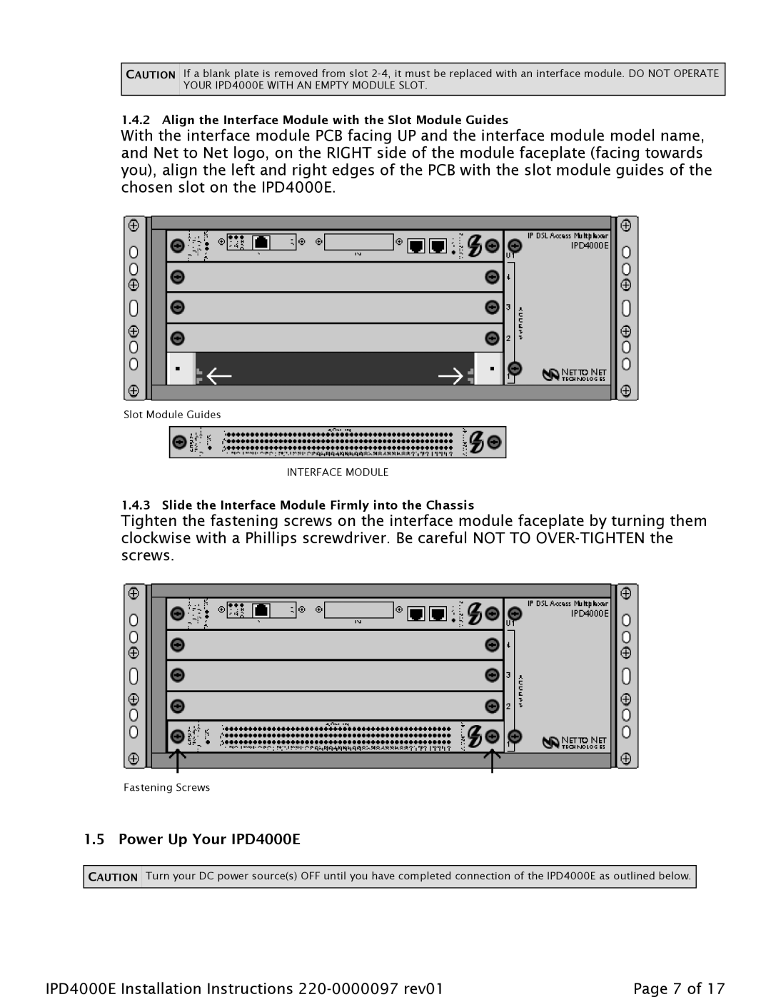 Paradyne installation instructions Power Up Your IPD4000E 