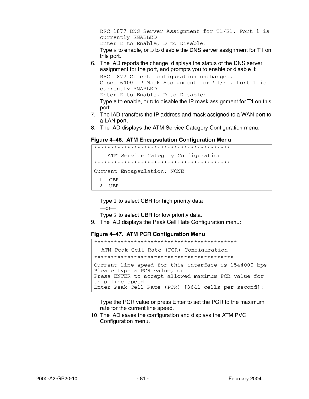 Paradyne JetFusion Integrated Access Device manual ATM Encapsulation Configuration Menu 