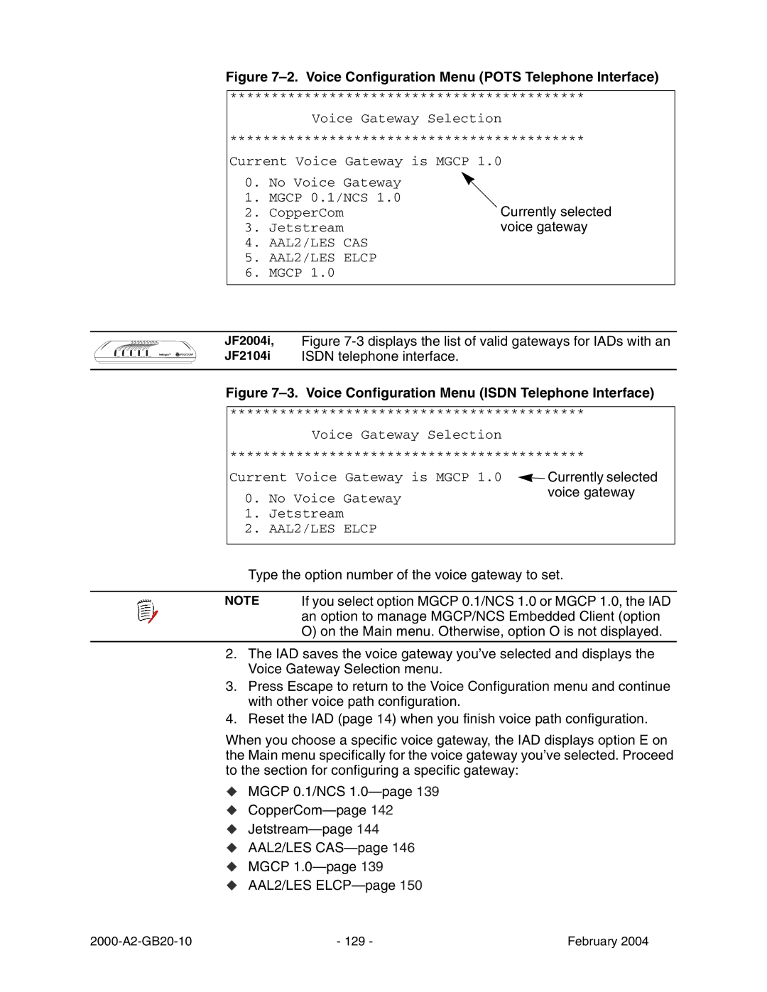 Paradyne JetFusion Integrated Access Device manual Voice Configuration Menu Pots Telephone Interface 