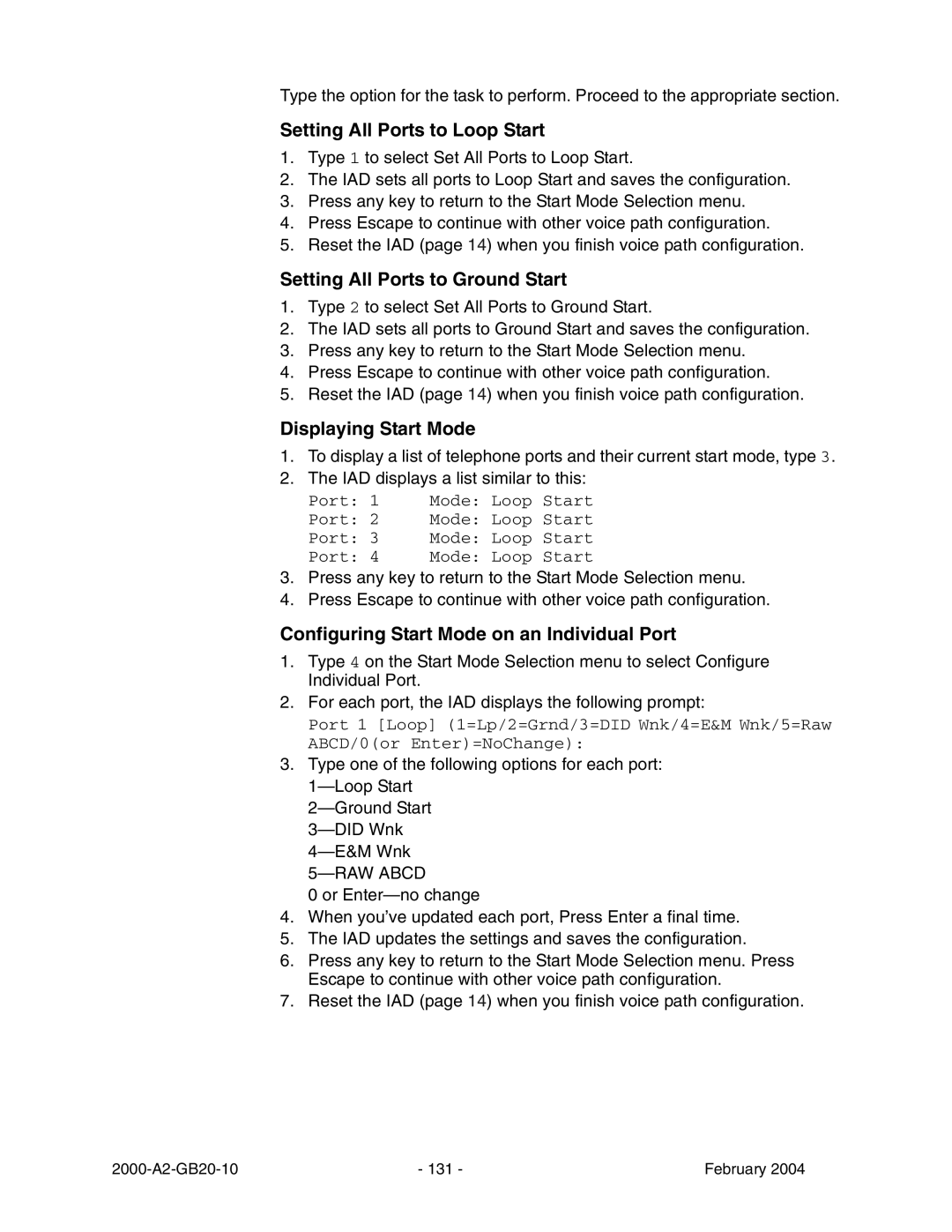 Paradyne JetFusion Integrated Access Device manual Setting All Ports to Loop Start, Setting All Ports to Ground Start 