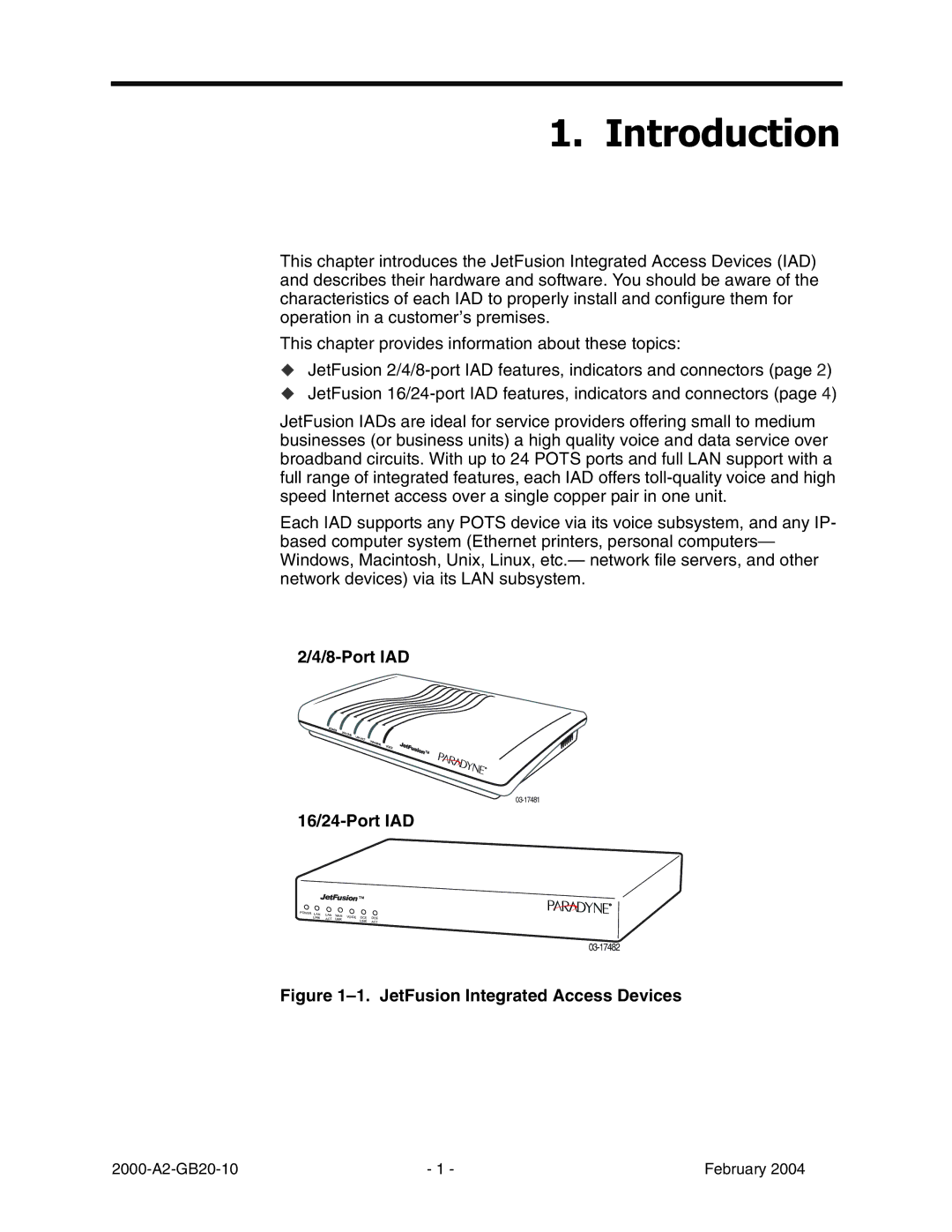 Paradyne JetFusion Integrated Access Device manual 16/24-Port IAD 