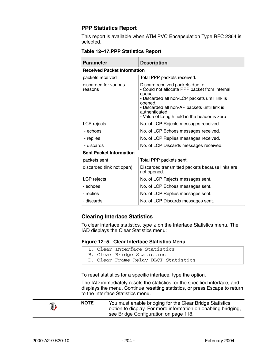 Paradyne JetFusion Integrated Access Device manual PPP Statistics Report, Clearing Interface Statistics 