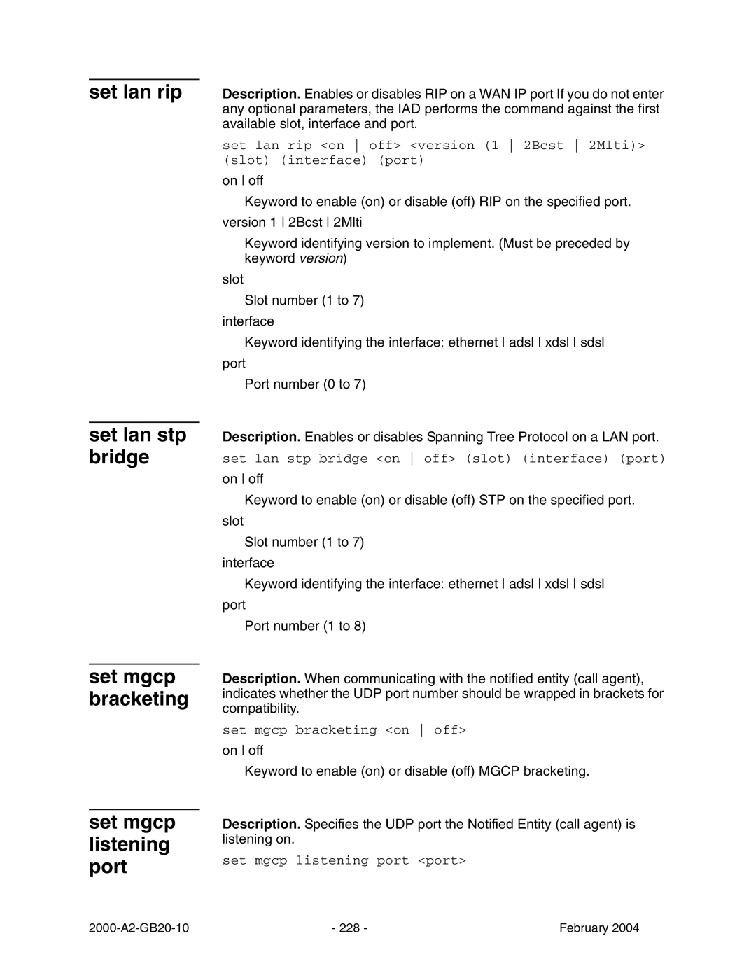 Paradyne JetFusion Integrated Access Device manual Set lan rip on off version 1 2Bcst 2Mlti slot interface port 