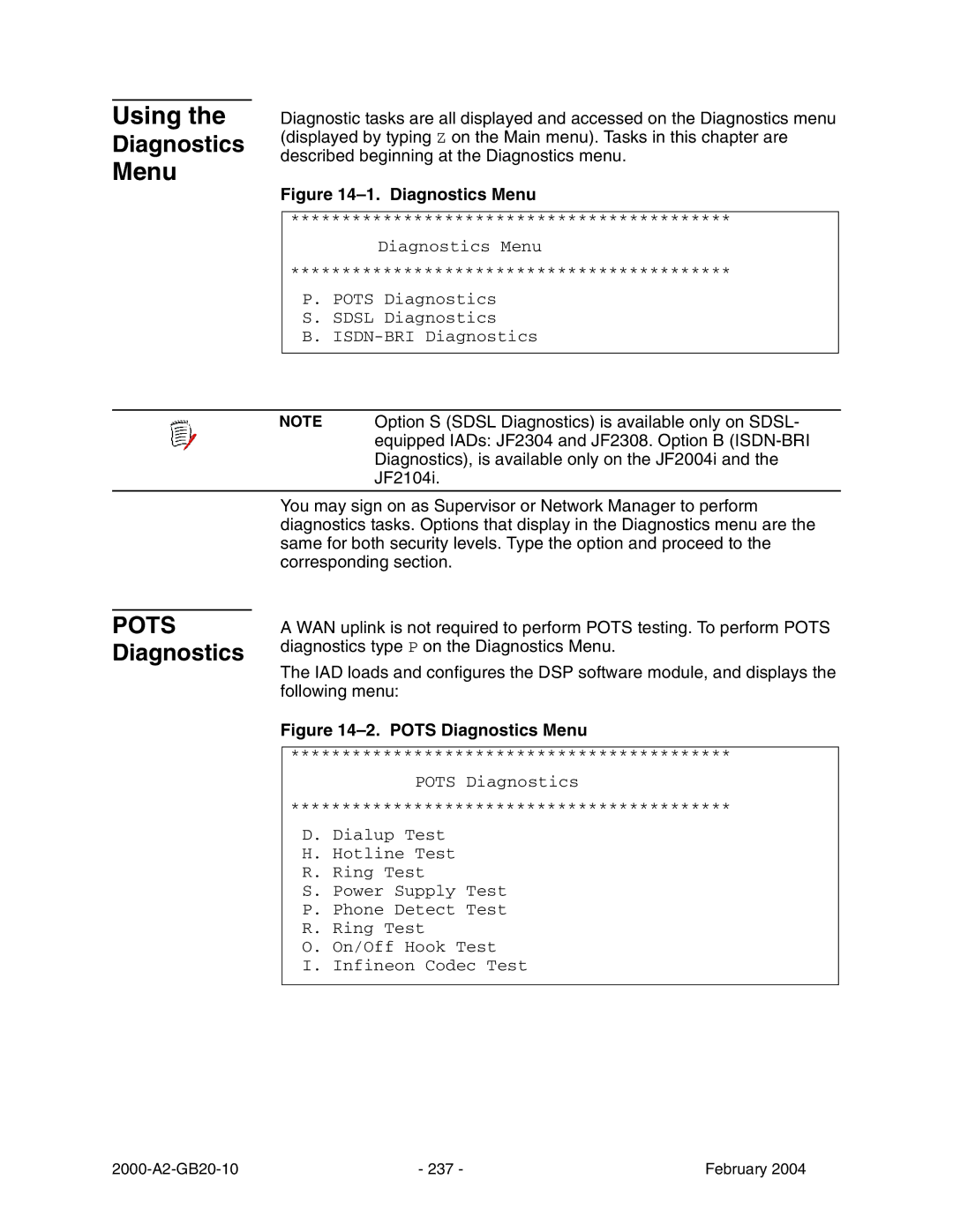 Paradyne JetFusion Integrated Access Device manual Diagnostics 