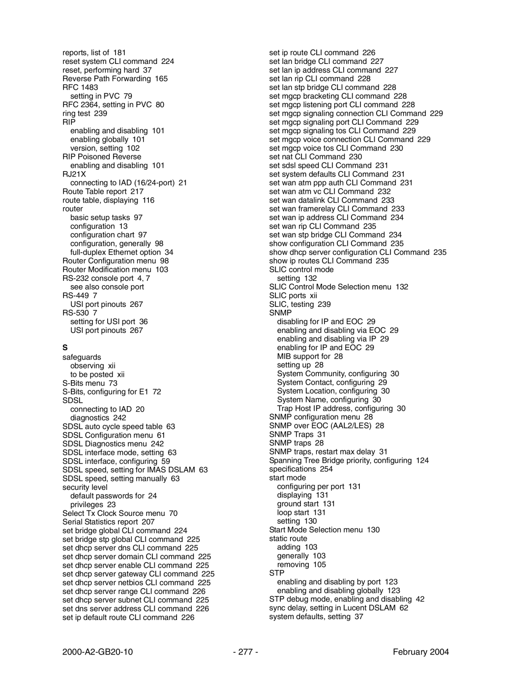 Paradyne JetFusion Integrated Access Device manual 2000-A2-GB20-10 277 February 