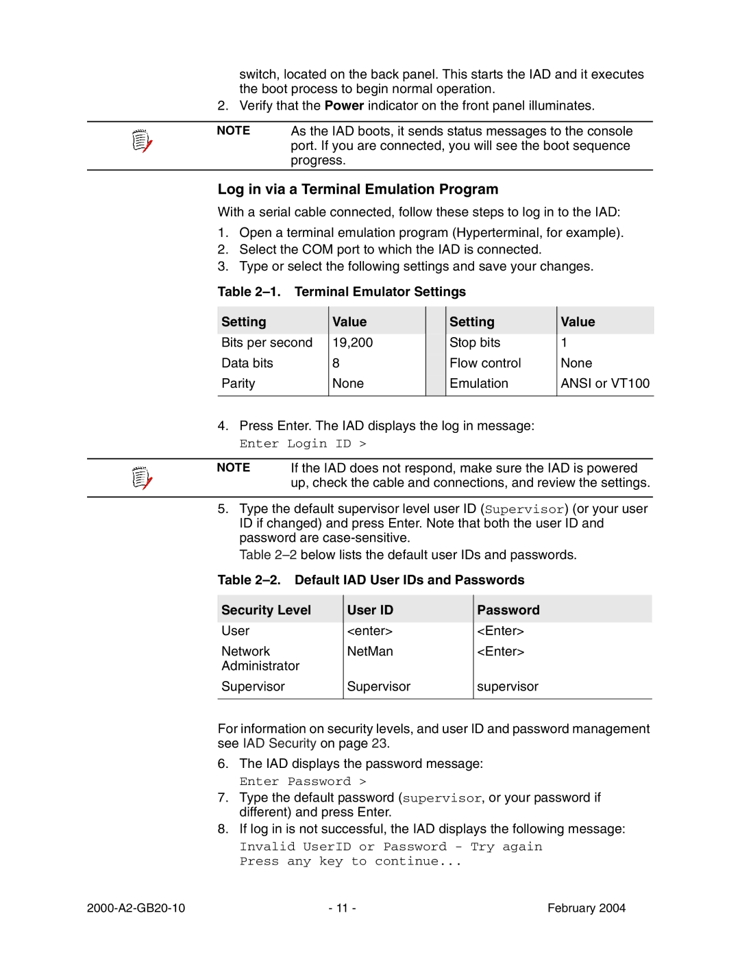 Paradyne JetFusion Integrated Access Device manual Log in via a Terminal Emulation Program 