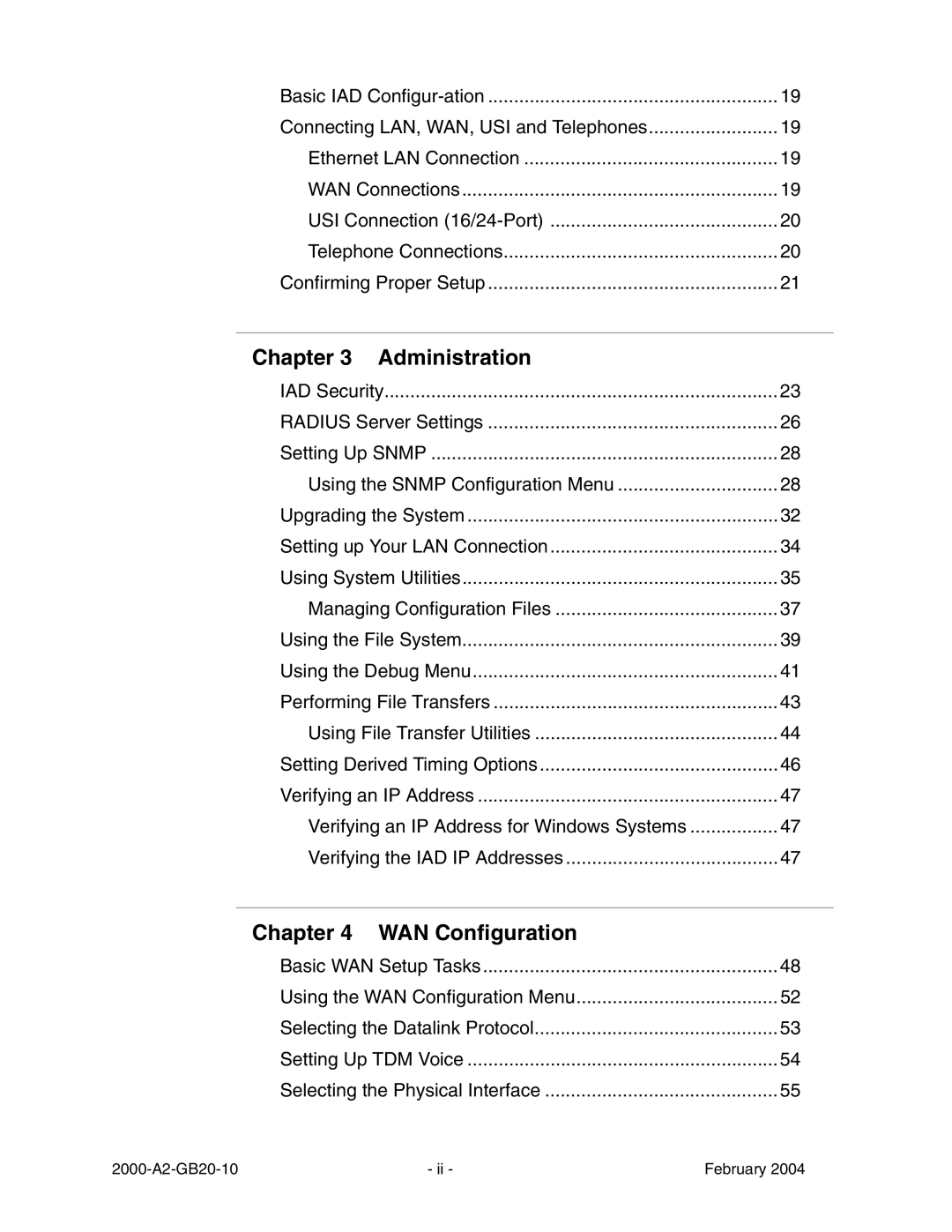 Paradyne JetFusion Integrated Access Device manual Chapter Administration, Chapter WAN Configuration 