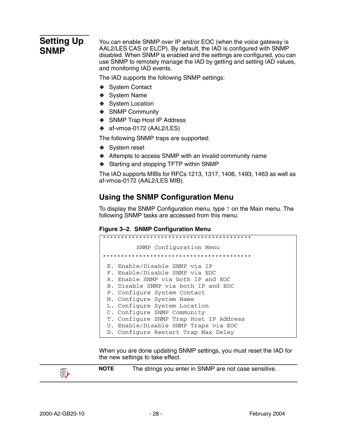 Paradyne JetFusion Integrated Access Device manual Setting Up, Using the Snmp Configuration Menu 