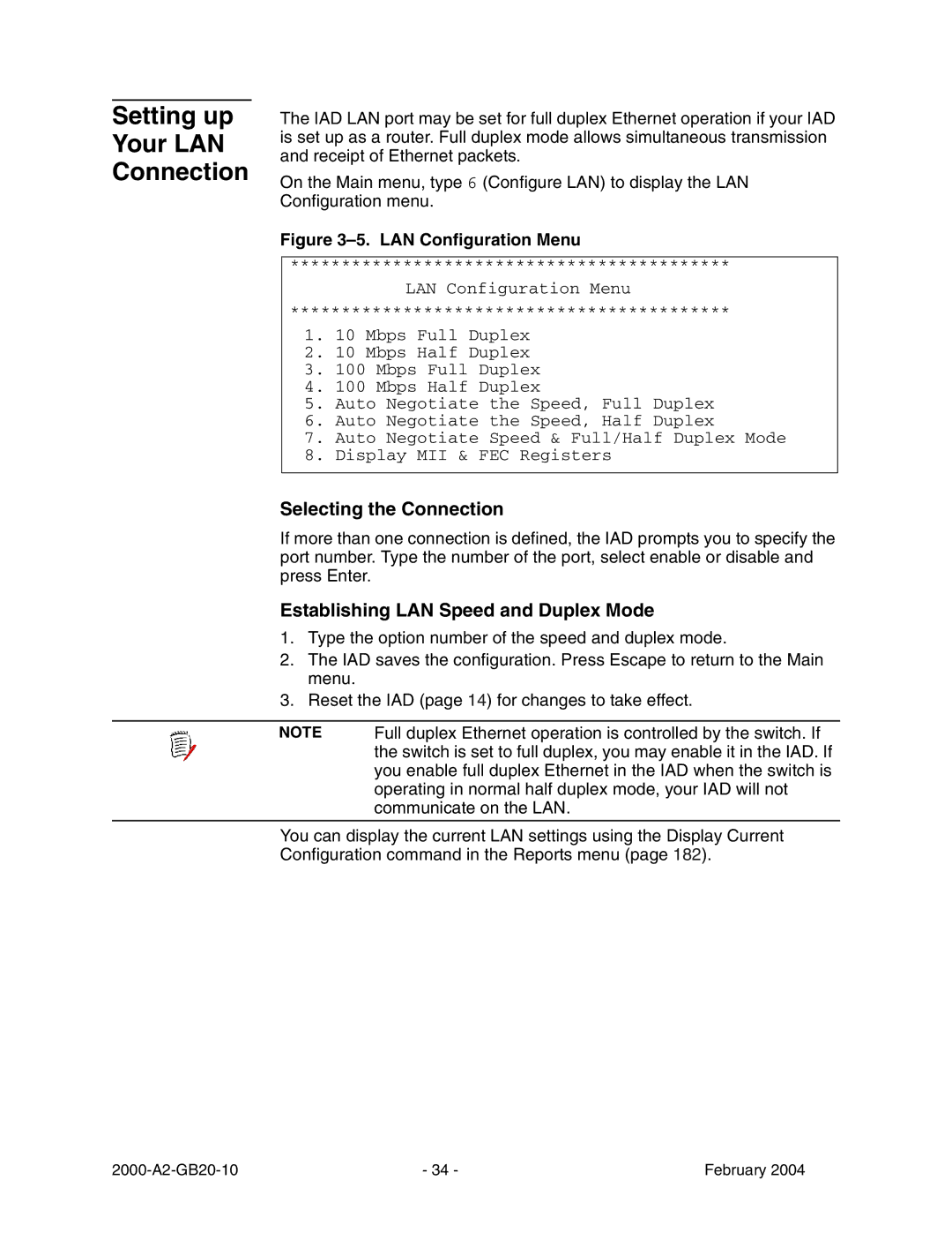 Paradyne JetFusion Integrated Access Device manual Setting up Your LAN Connection, Selecting the Connection 