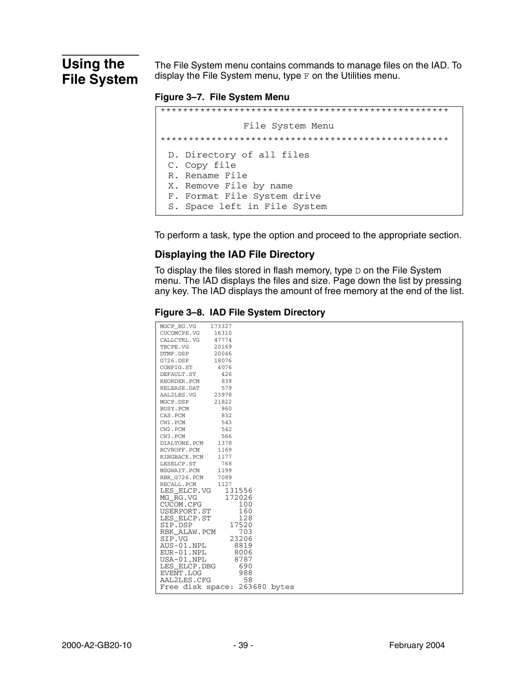 Paradyne JetFusion Integrated Access Device manual Using the File System, Displaying the IAD File Directory 