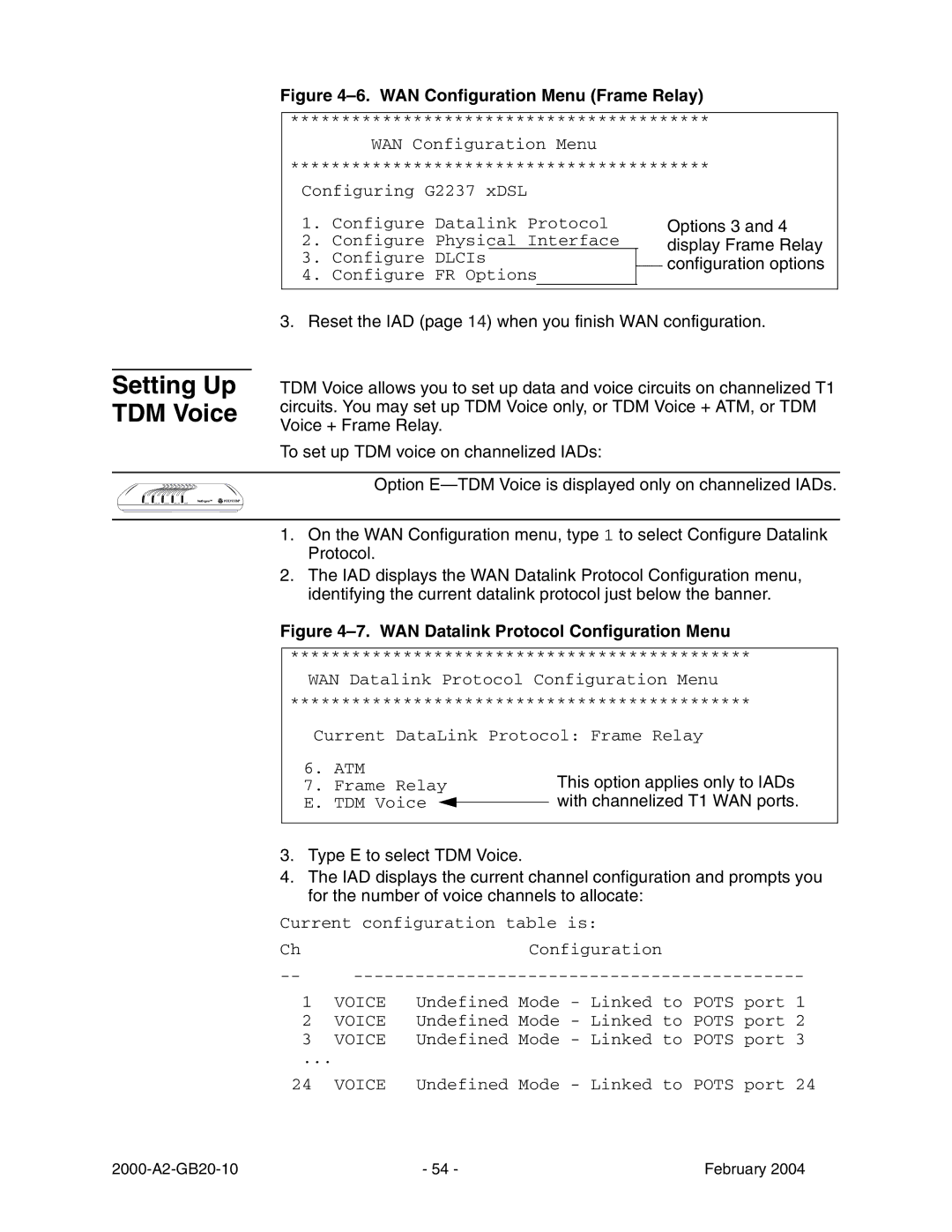 Paradyne JetFusion Integrated Access Device manual WAN Configuration Menu Frame Relay 