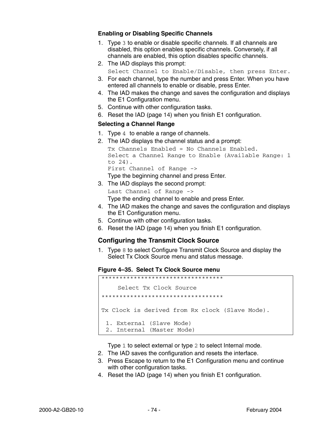 Paradyne JetFusion Integrated Access Device manual Configuring the Transmit Clock Source, Select Tx Clock Source menu 