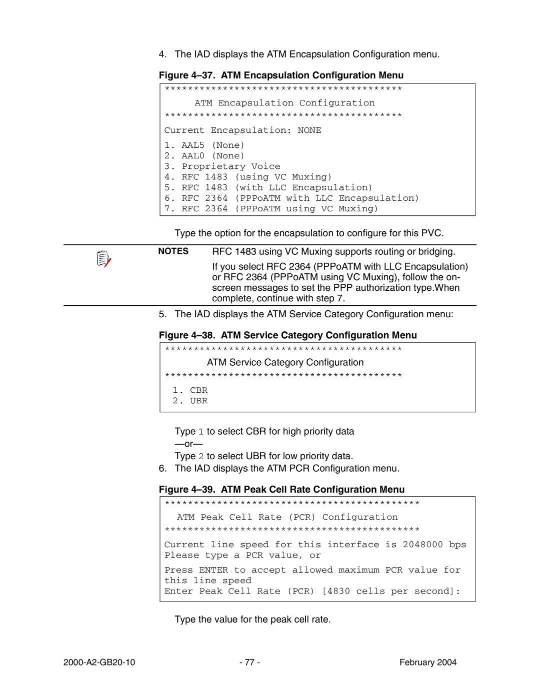 Paradyne JetFusion Integrated Access Device manual ATM Encapsulation Configuration Menu 