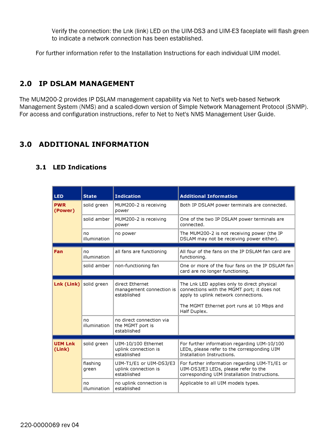 Paradyne MUM200-2 installation instructions IP Dslam Management, Additional Information 