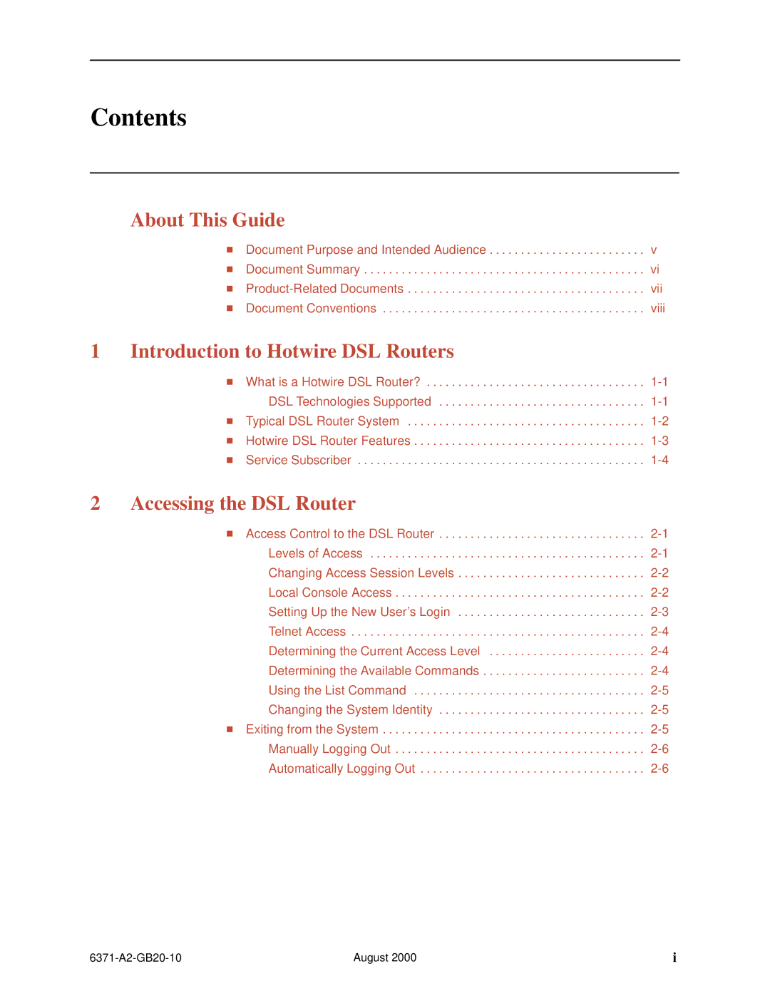 Paradyne Routers manual Contents 