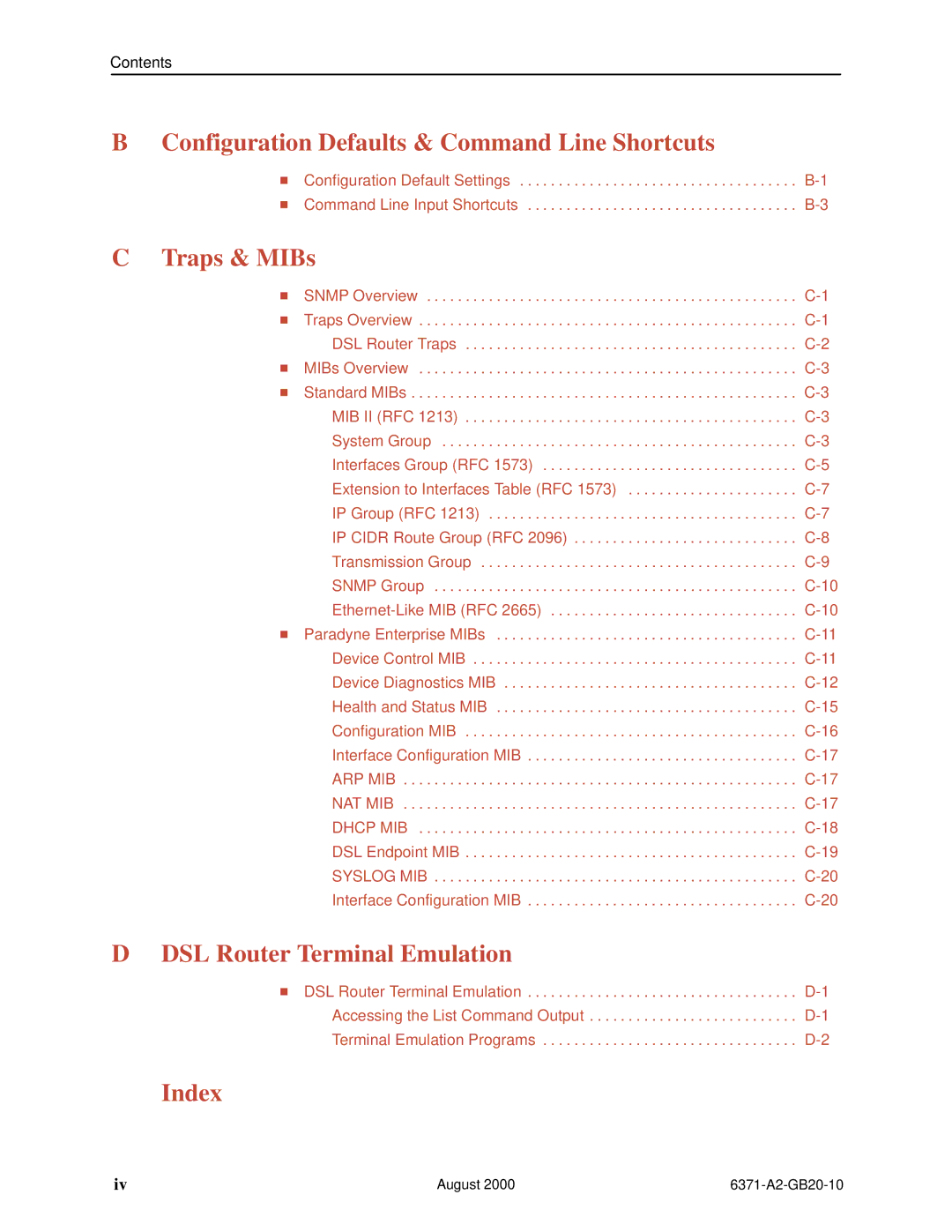 Paradyne Routers manual Index 