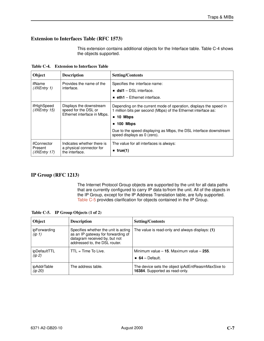 Paradyne Routers manual Extension to Interfaces Table RFC, IP Group RFC 