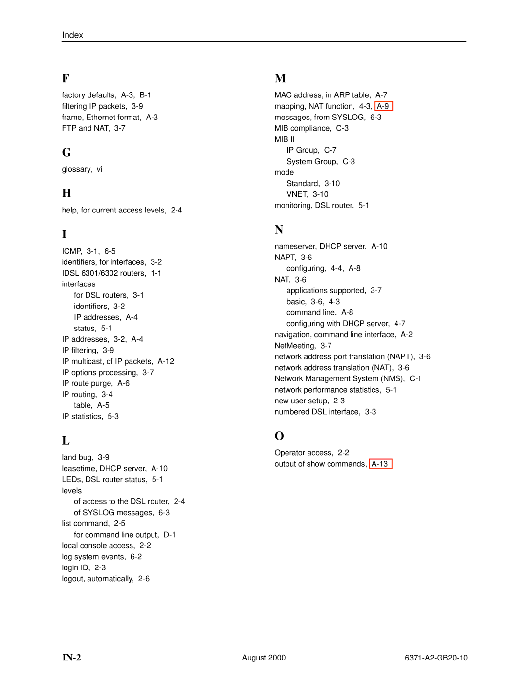 Paradyne Routers manual IN-2 