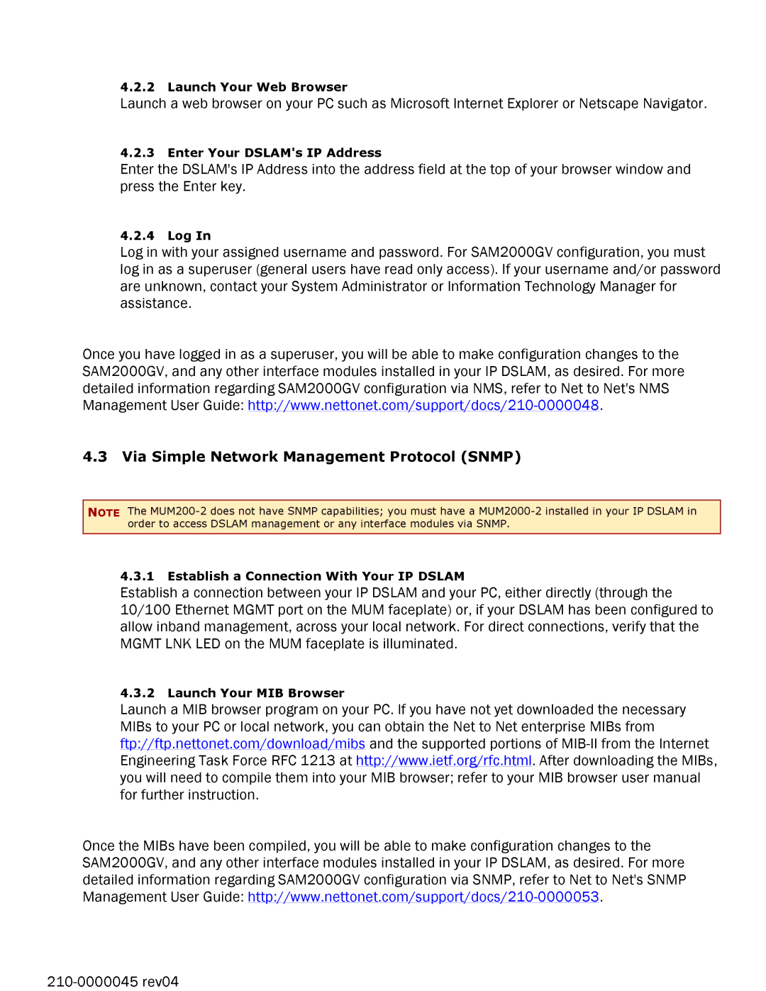 Paradyne SAM2000QV-12, SAM2000V-12, SAM2000GV-12 manual Via Simple Network Management Protocol Snmp 