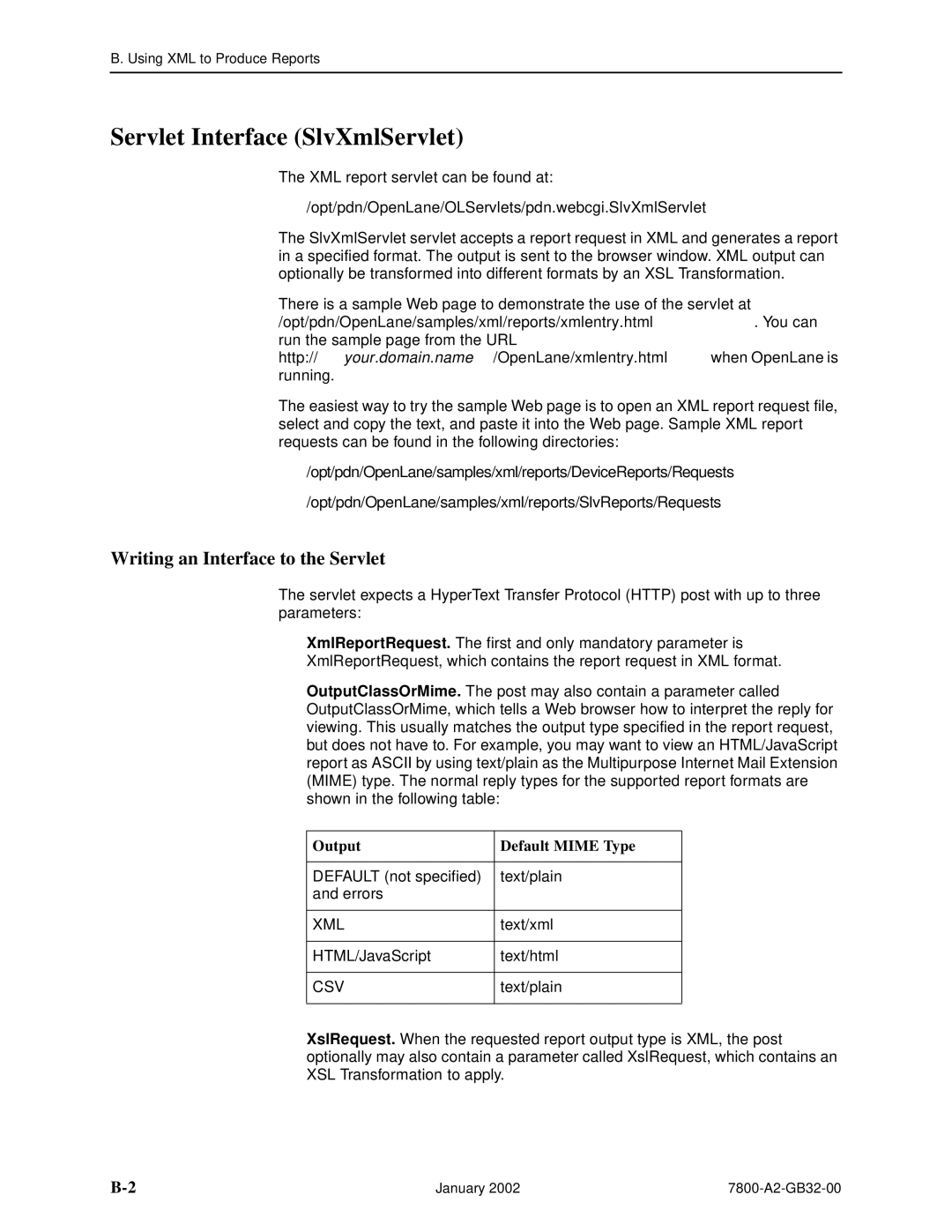 Paradyne SLM 5.5 manual Servlet Interface SlvXmlServlet, Writing an Interface to the Servlet 