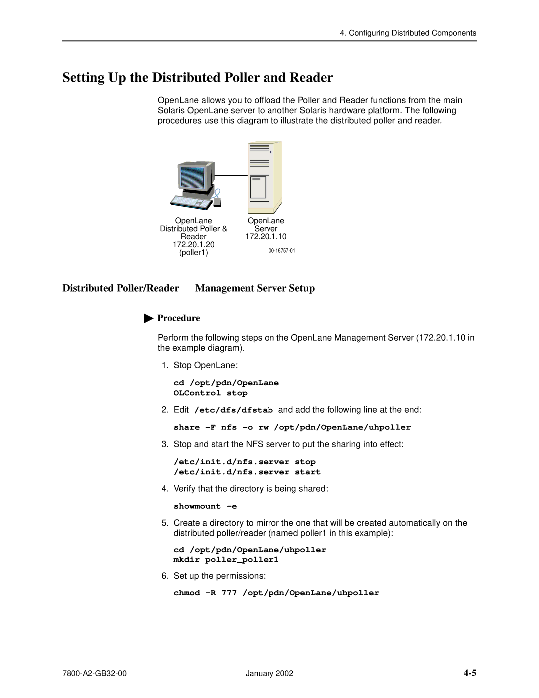 Paradyne SLM 5.5 manual Setting Up the Distributed Poller and Reader, Distributed Poller/Reader Management Server Setup 