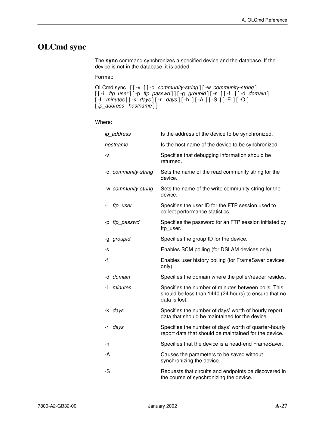 Paradyne SLM 5.5 manual OLCmd sync 