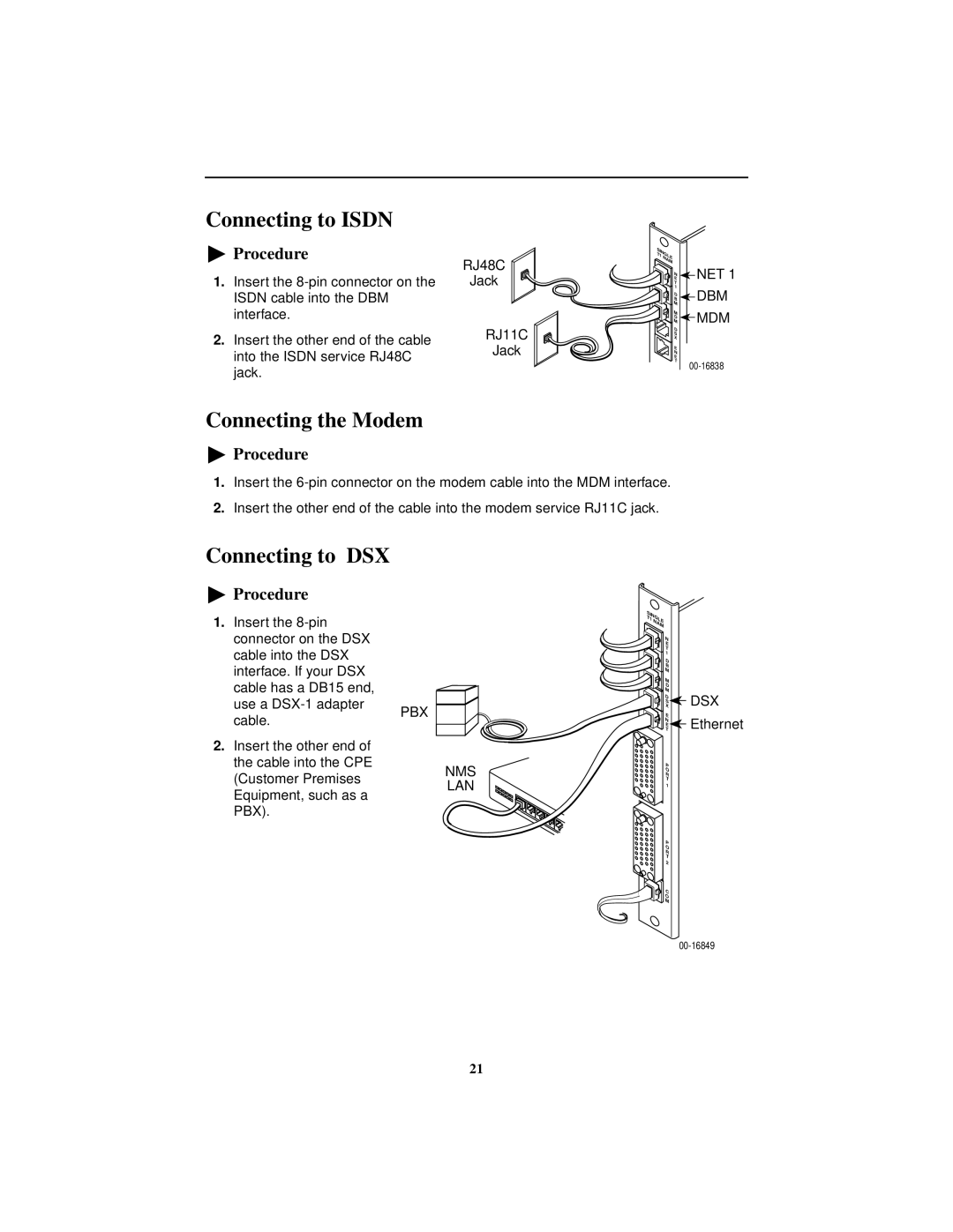 Paradyne 9128-II, SLV 9128 technical manual Connecting to Isdn, Connecting the Modem, Connecting to DSX 