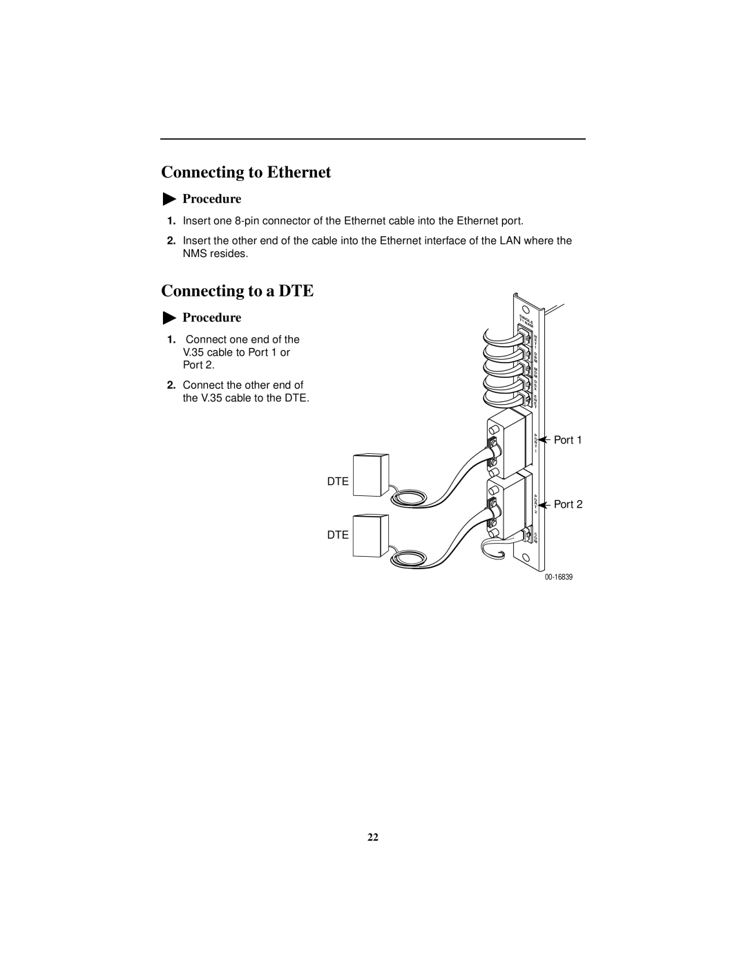 Paradyne SLV 9128, 9128-II technical manual Connecting to Ethernet, Connecting to a DTE 