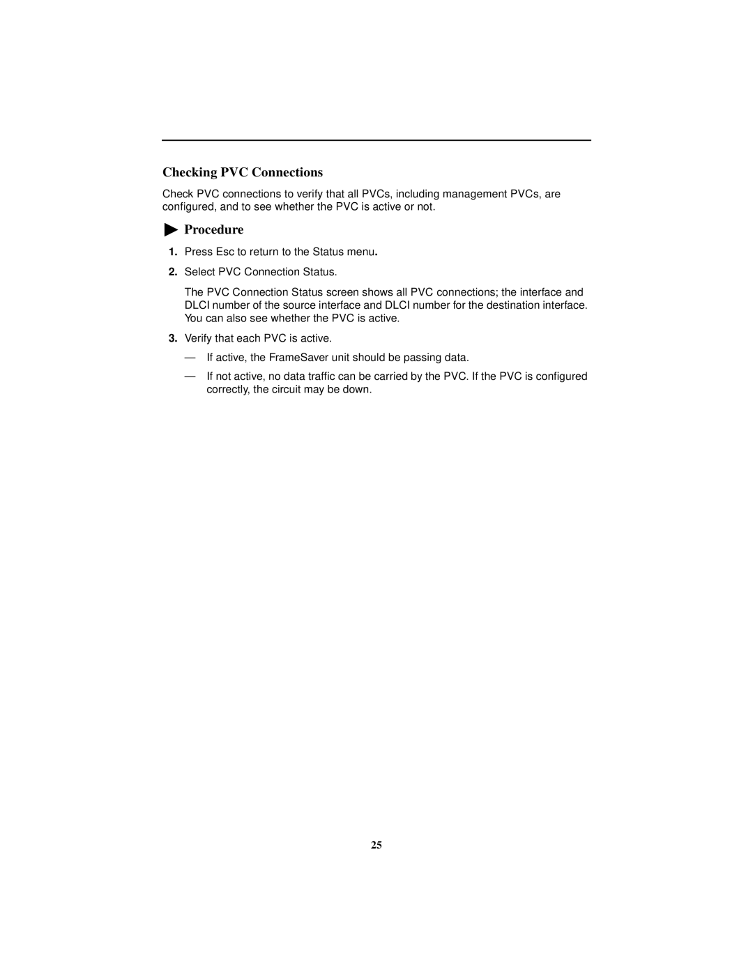 Paradyne 9128-II, SLV 9128 technical manual Checking PVC Connections 