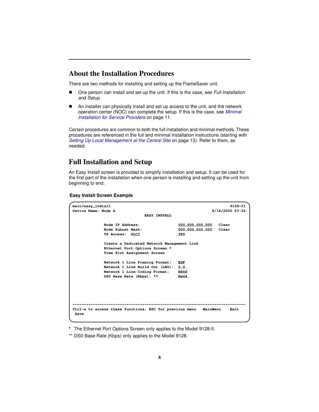 Paradyne SLV 9128, 9128-II technical manual About the Installation Procedures, Full Installation and Setup 