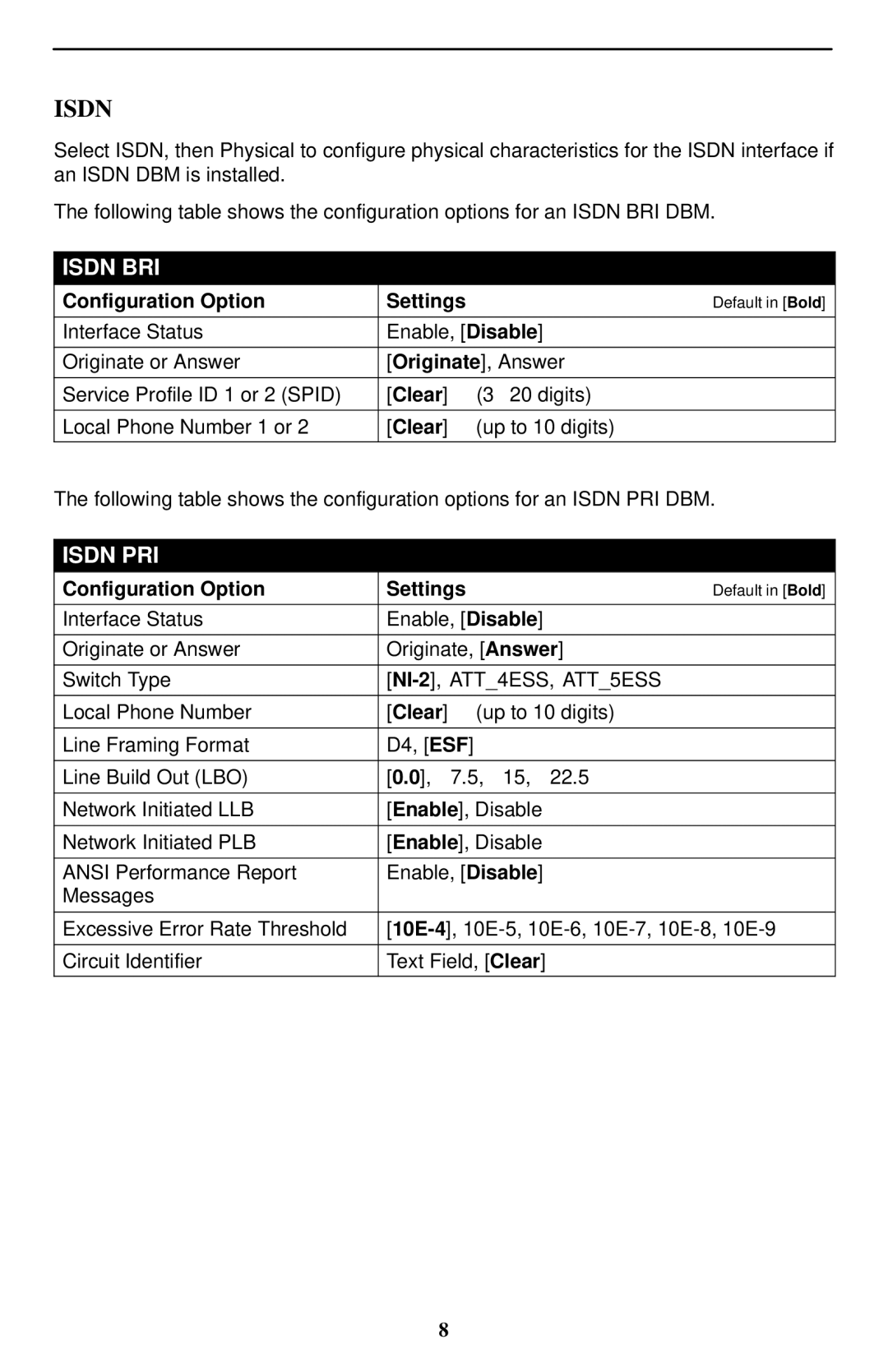 Paradyne SLV 9128, Paradyne FrameSaver technical manual Isdn, Clear 