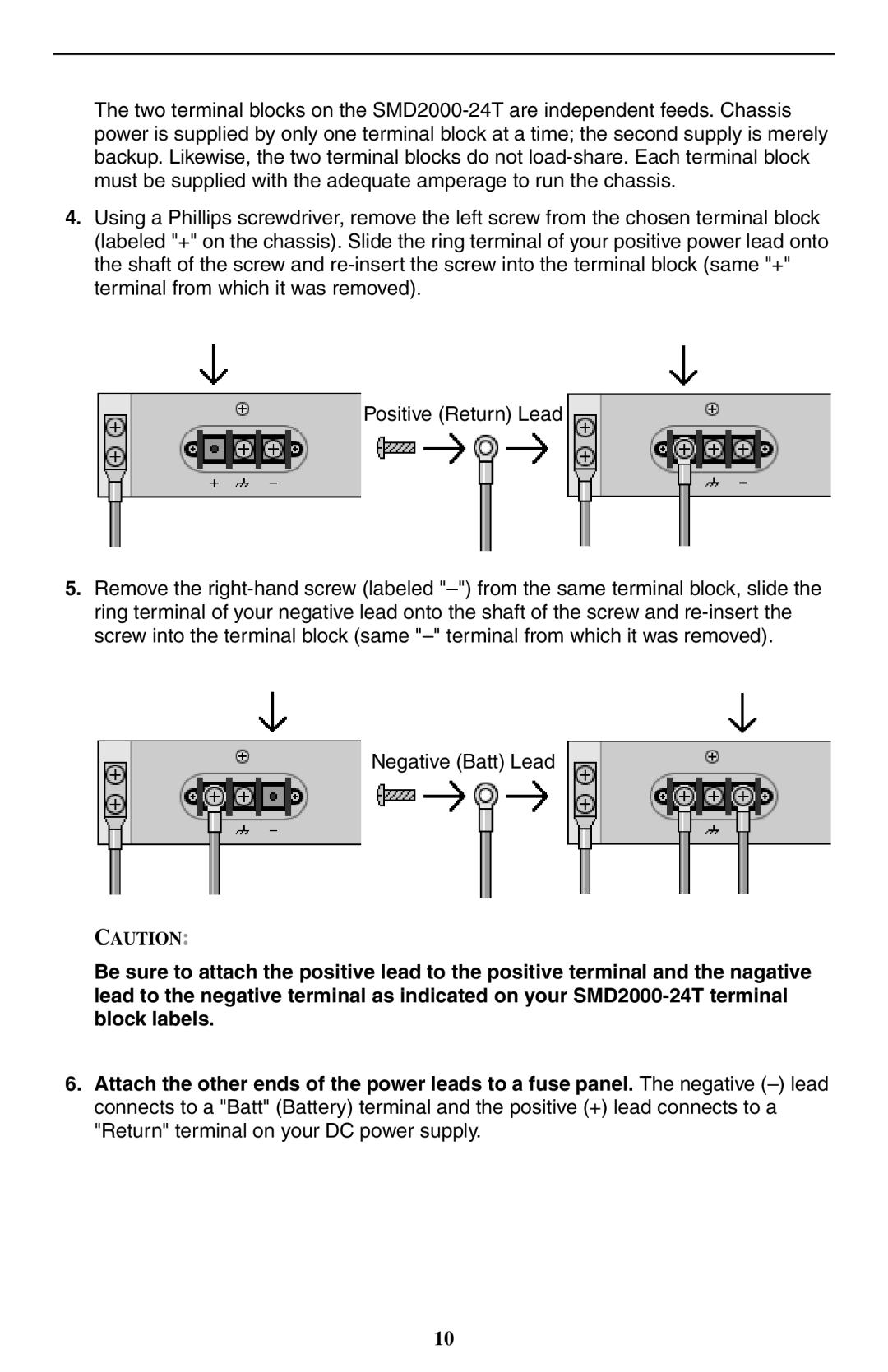 Paradyne SMD2000-24T installation instructions Negative Batt Lead 