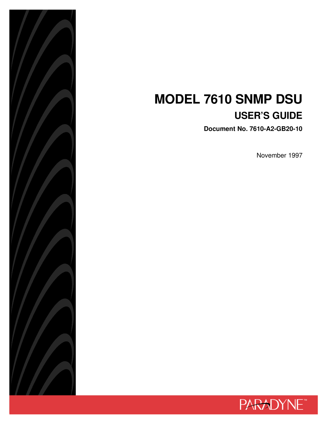 Paradyne SNMP DSU manual Model 7610 Snmp DSU 