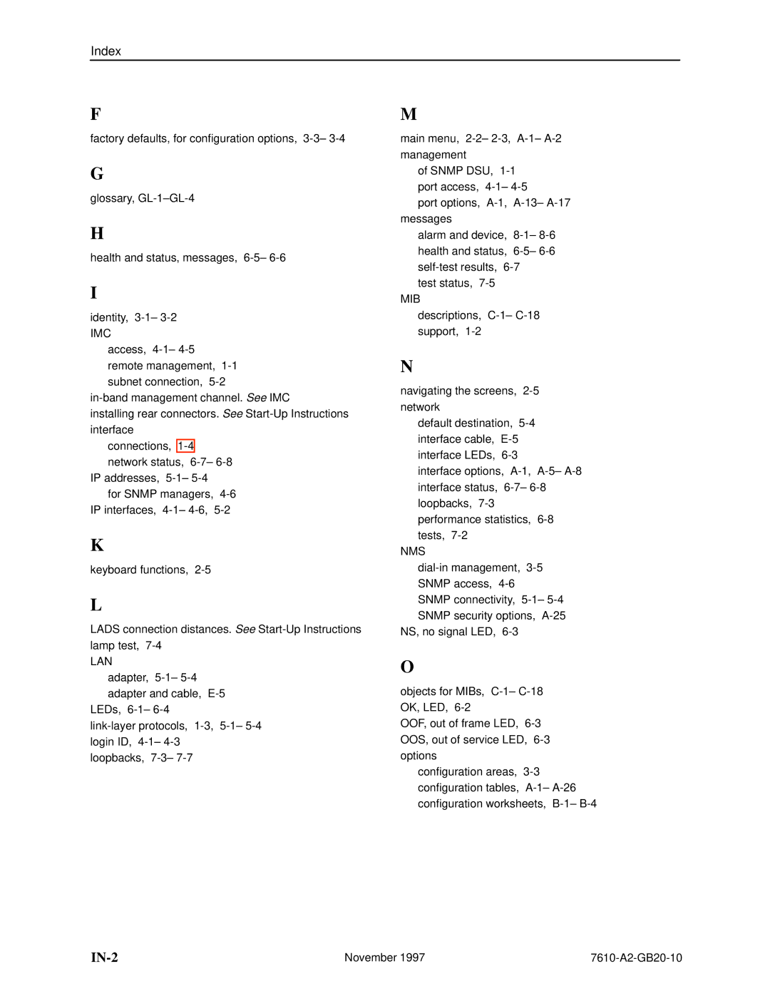 Paradyne SNMP DSU, 7610 manual IN-2 