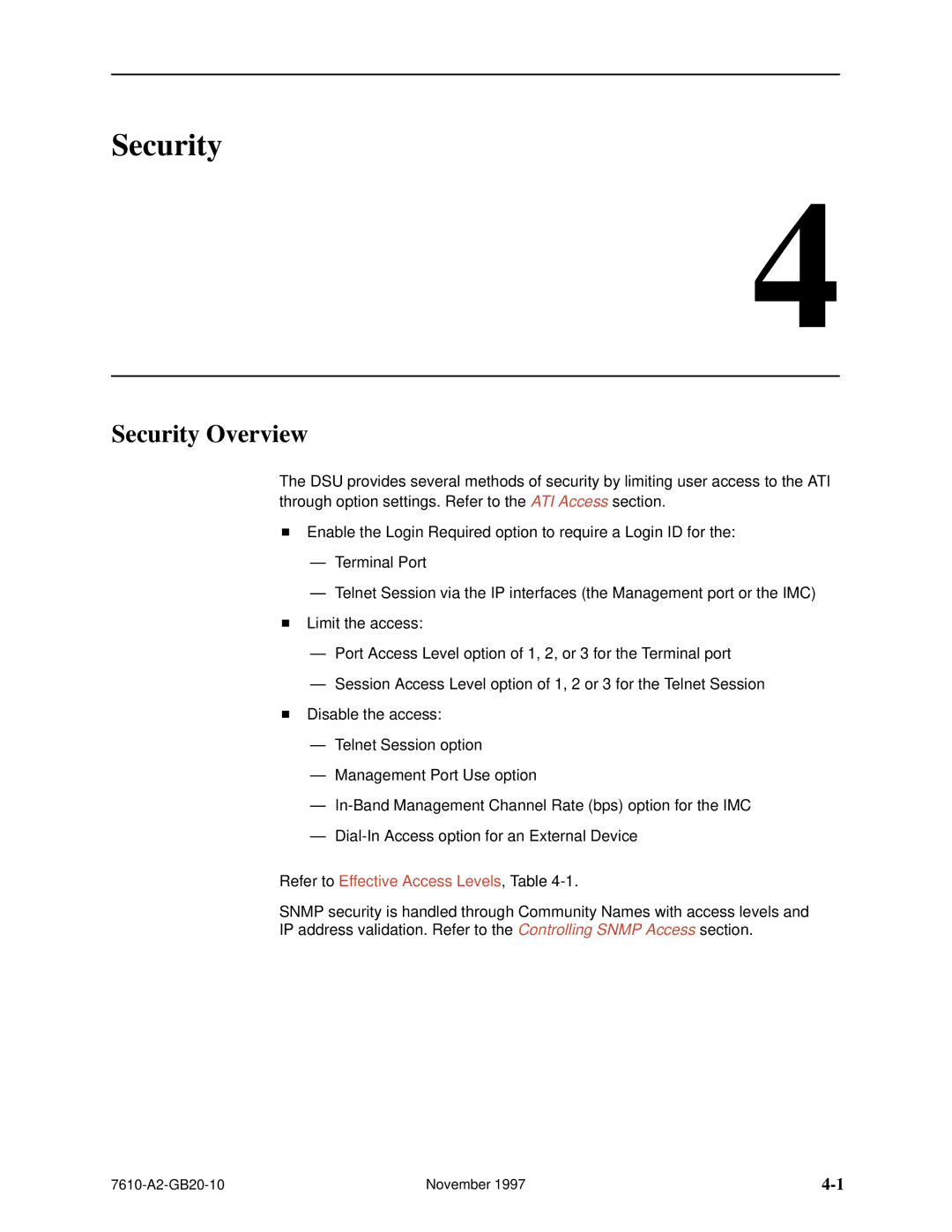 Paradyne SNMP DSU, 7610 manual Security Overview 