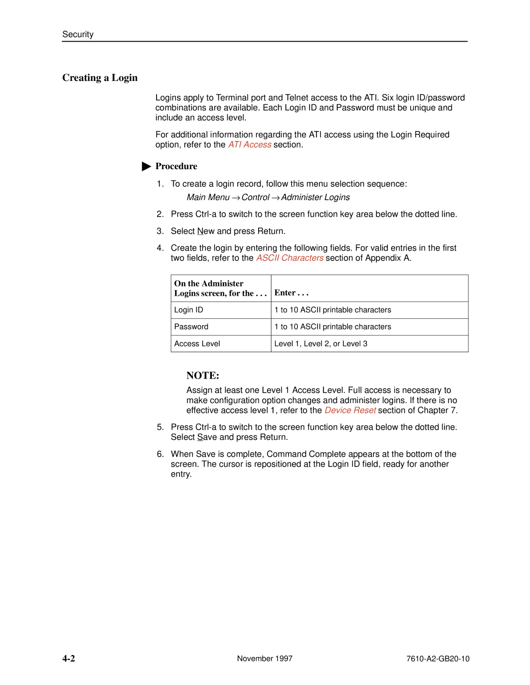 Paradyne 7610, SNMP DSU manual Creating a Login, On the Administer Enter Logins screen, for 