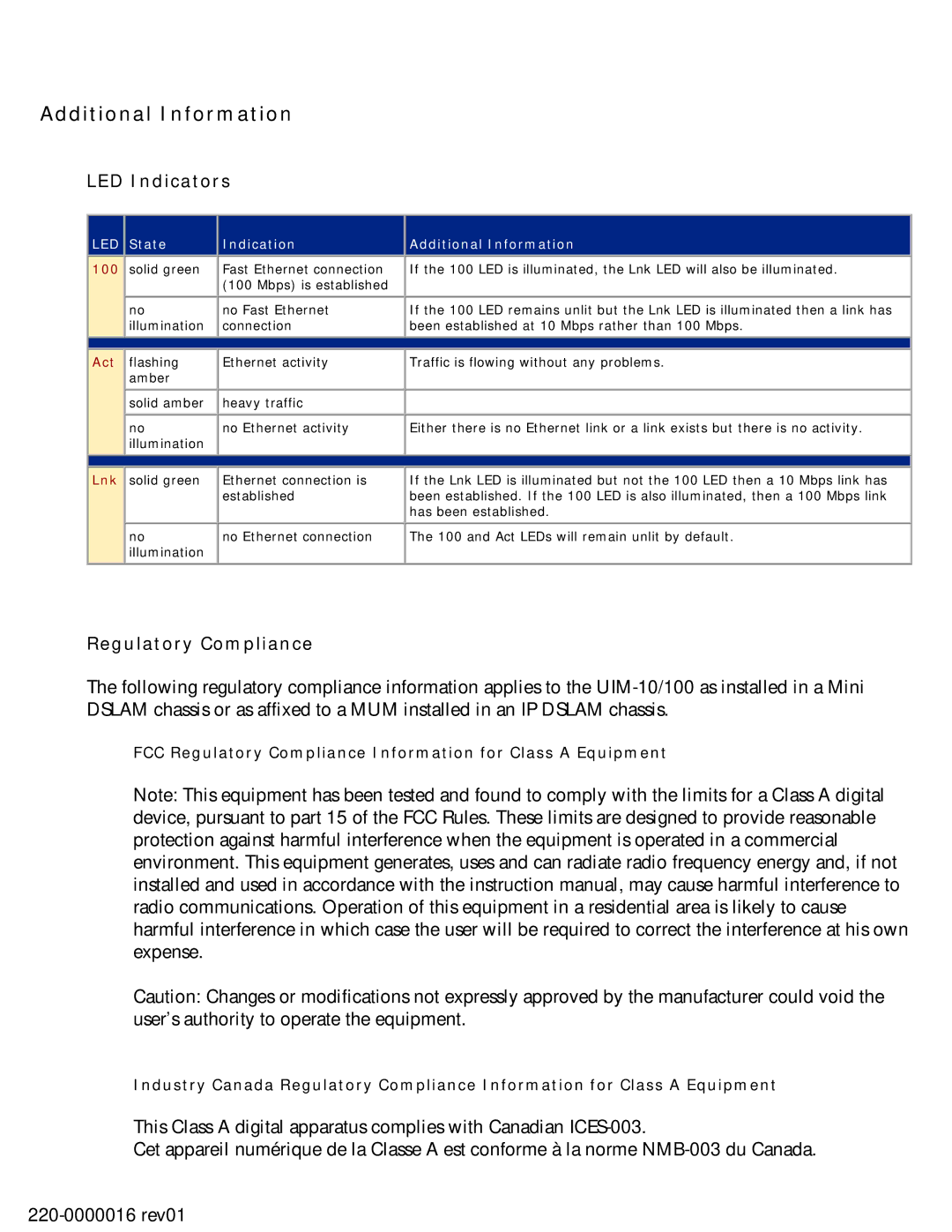 Paradyne UIM-10/100 installation instructions Additional Information 