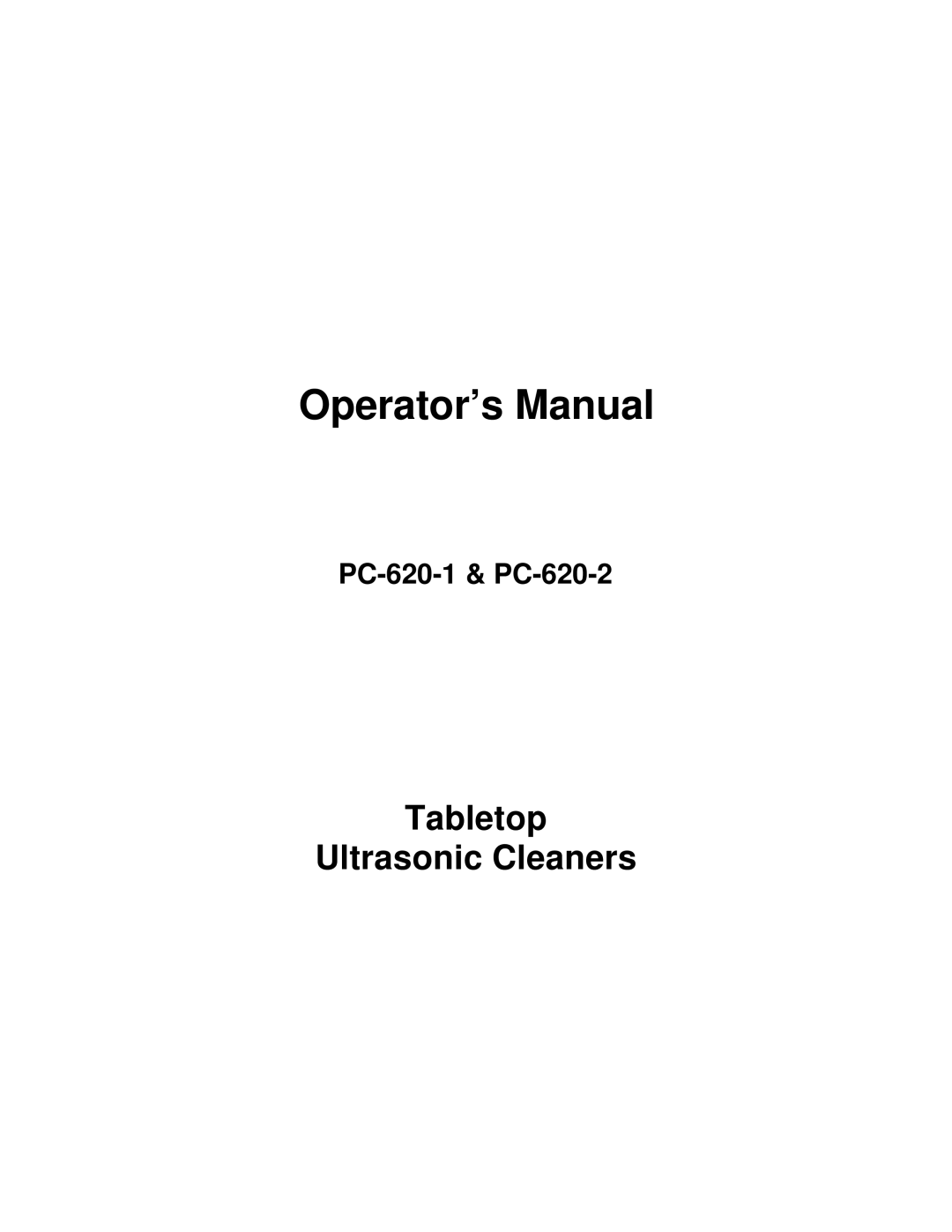 Paragon PC-620-2, PC-620-1 manual Operator’s Manual 