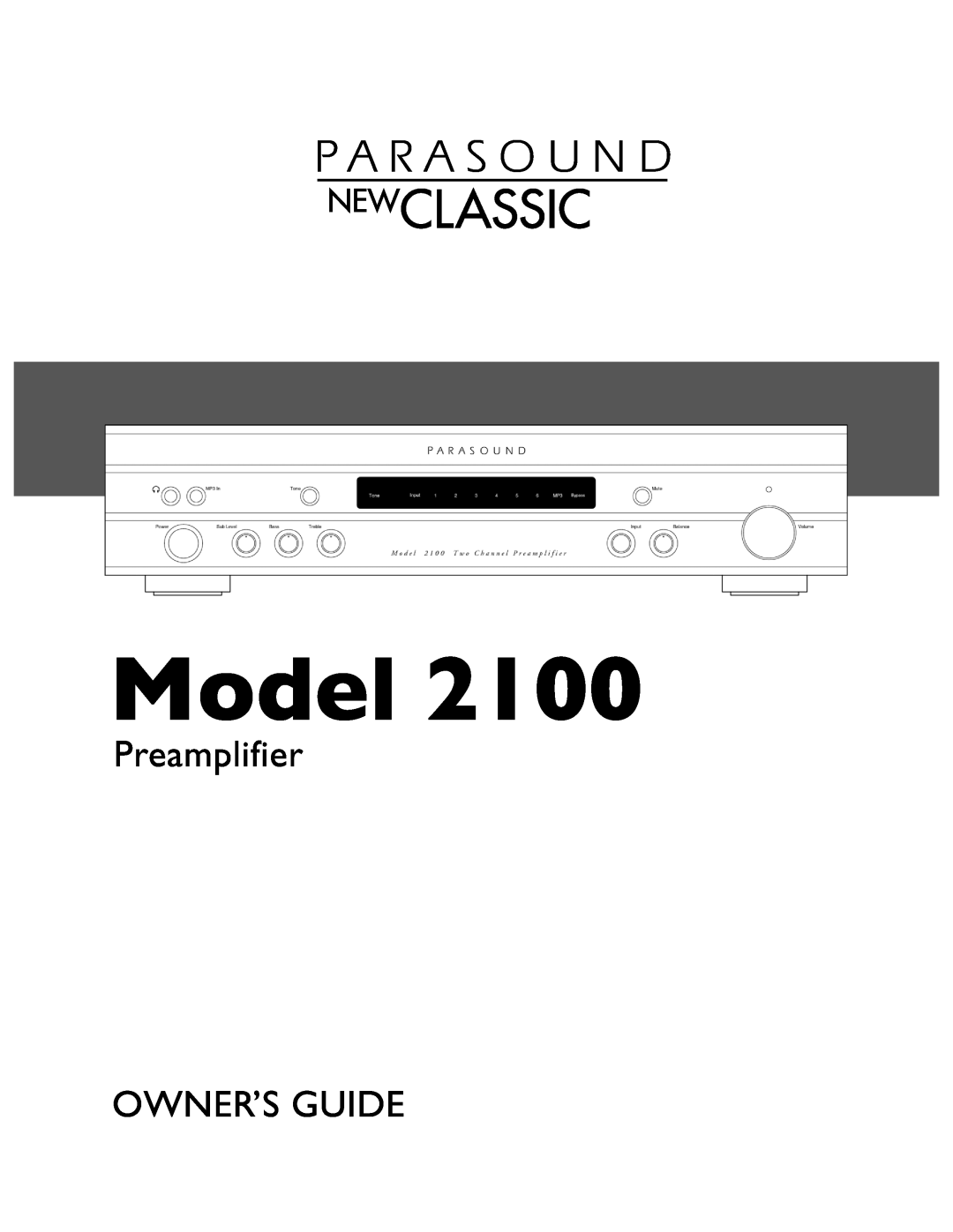 Parasound 2100 manual 