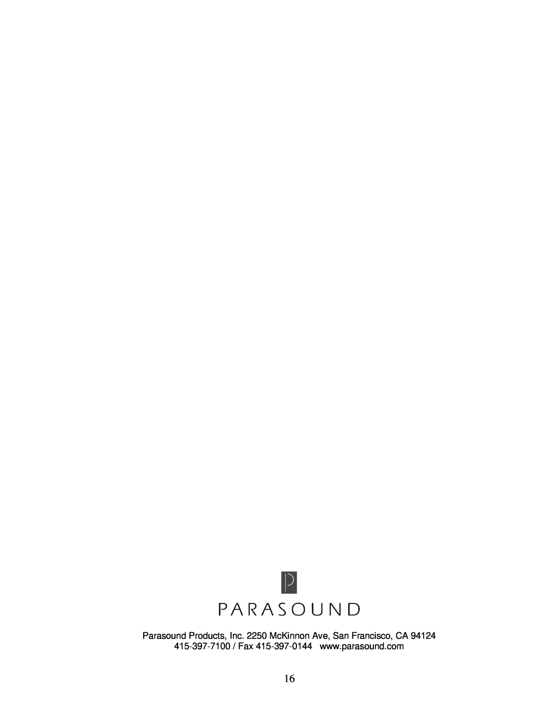 Parasound 2125 V.2 manual 